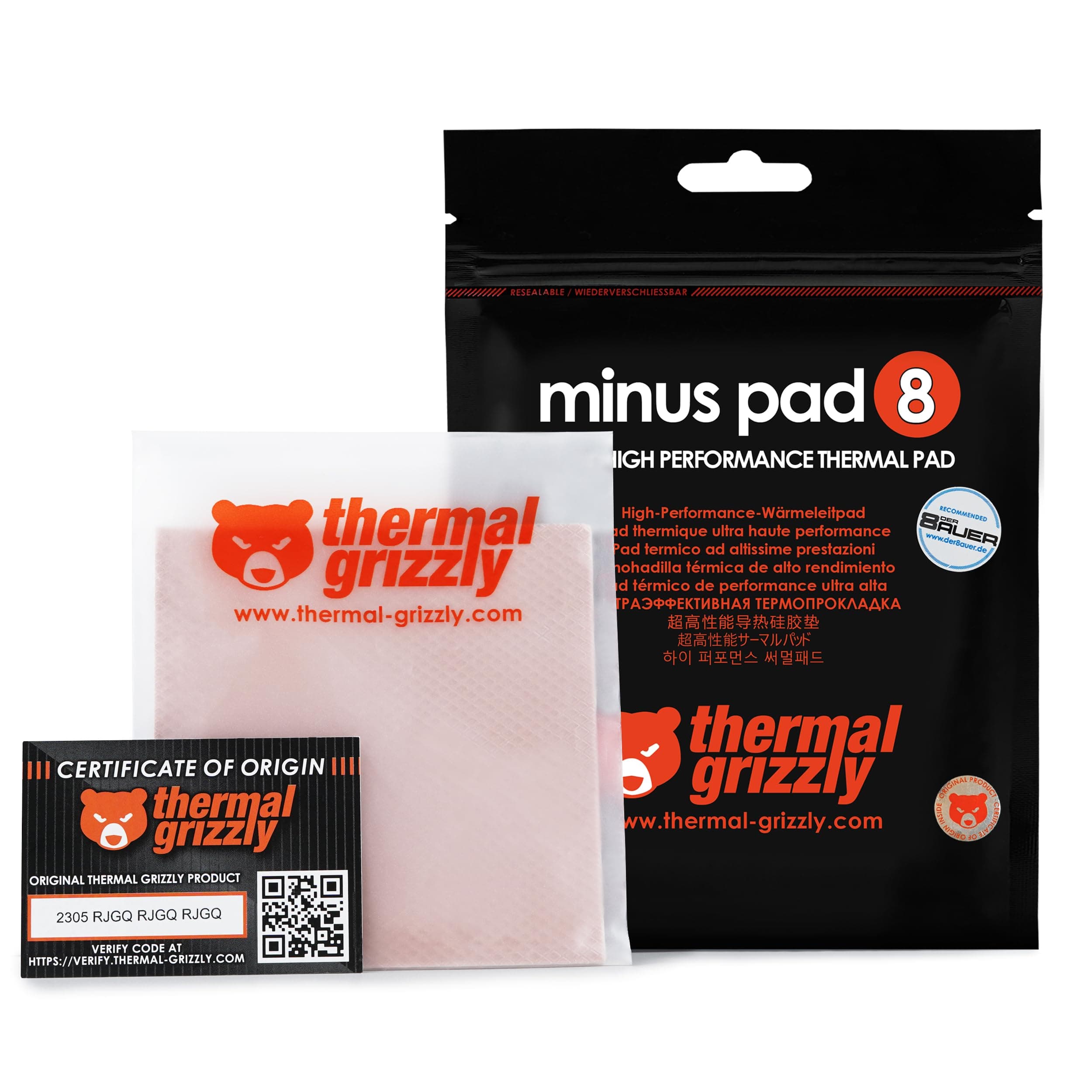 Thermal Grizzly Minus Pad 8 High Performance Thermal Pad - 100x100x1.5mm