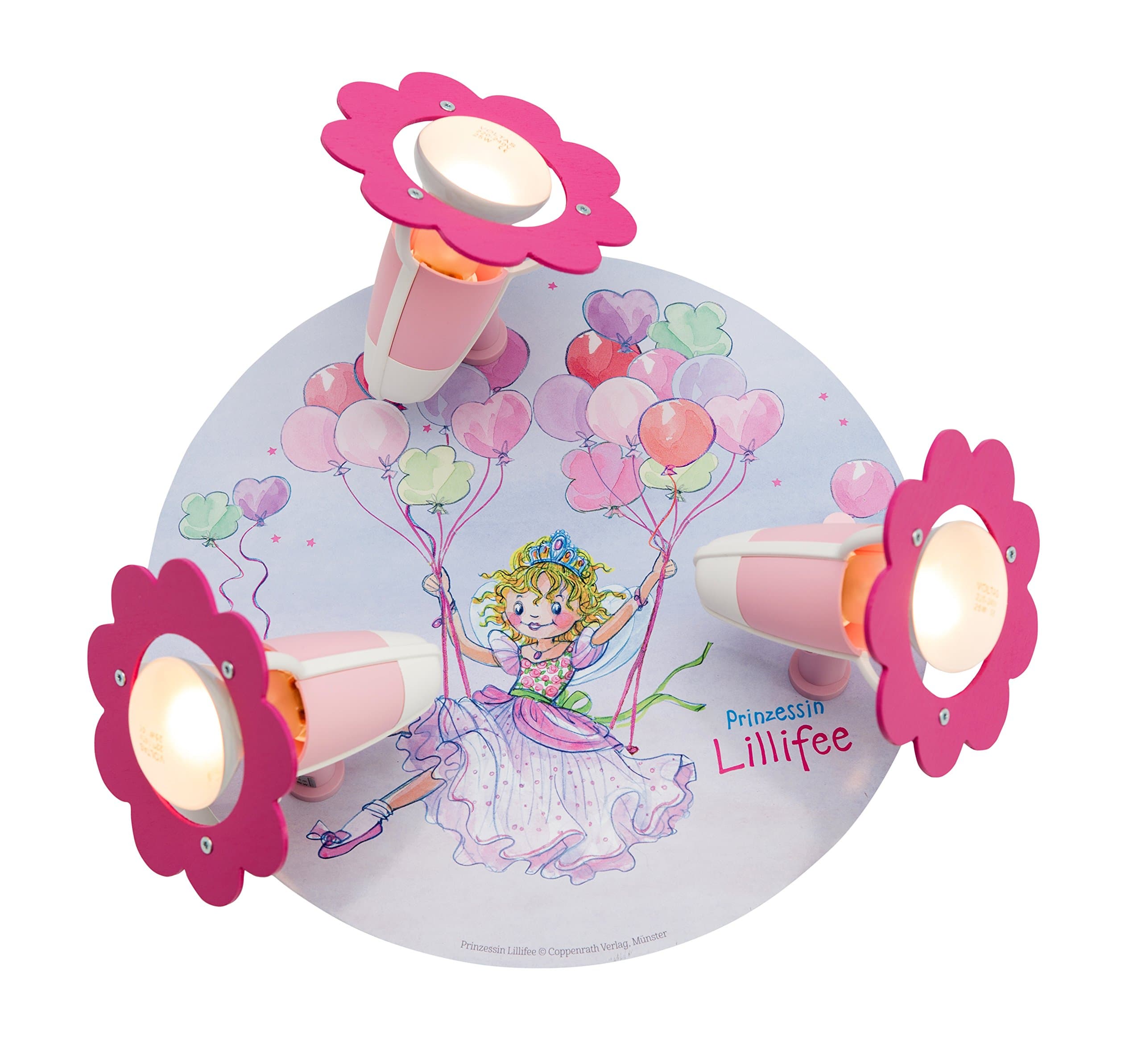 Elobra Princess Lillifee Balloon Swing Wall and Ceiling Light, Pink Wooden 130926 [Energy Class A++]