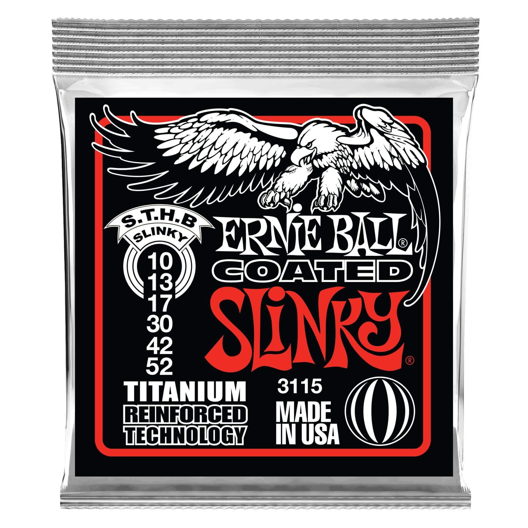 Skinny Top/Heavy Bottom Slinky Coated Titanium RPS Electric Guitar Strings - 10-52 Gauge