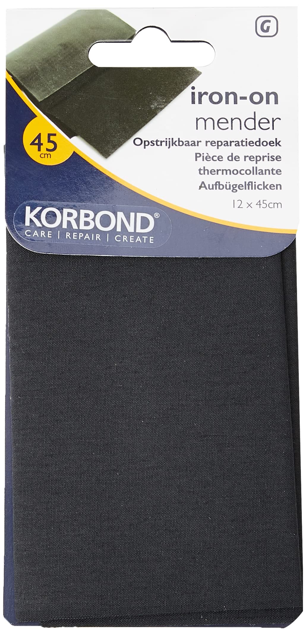 KORBONDCotton Extra Wide Iron On Mender – Black - 12cm x 45cm – Invisible Permanent Mending – No Sewing Required - Ideal for Clothes & Garments: Trousers, Dresses, Jeans, Jumpers, Linen, School