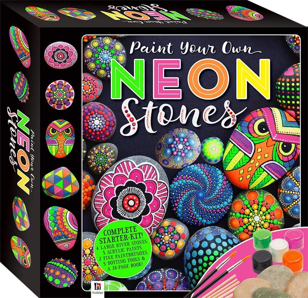 Hinkler Paint Your Own Neon Stones Rock Painting Kit |Creative Kids Arts and Crafts | Art Projects Kits for Adults | Painting Sets