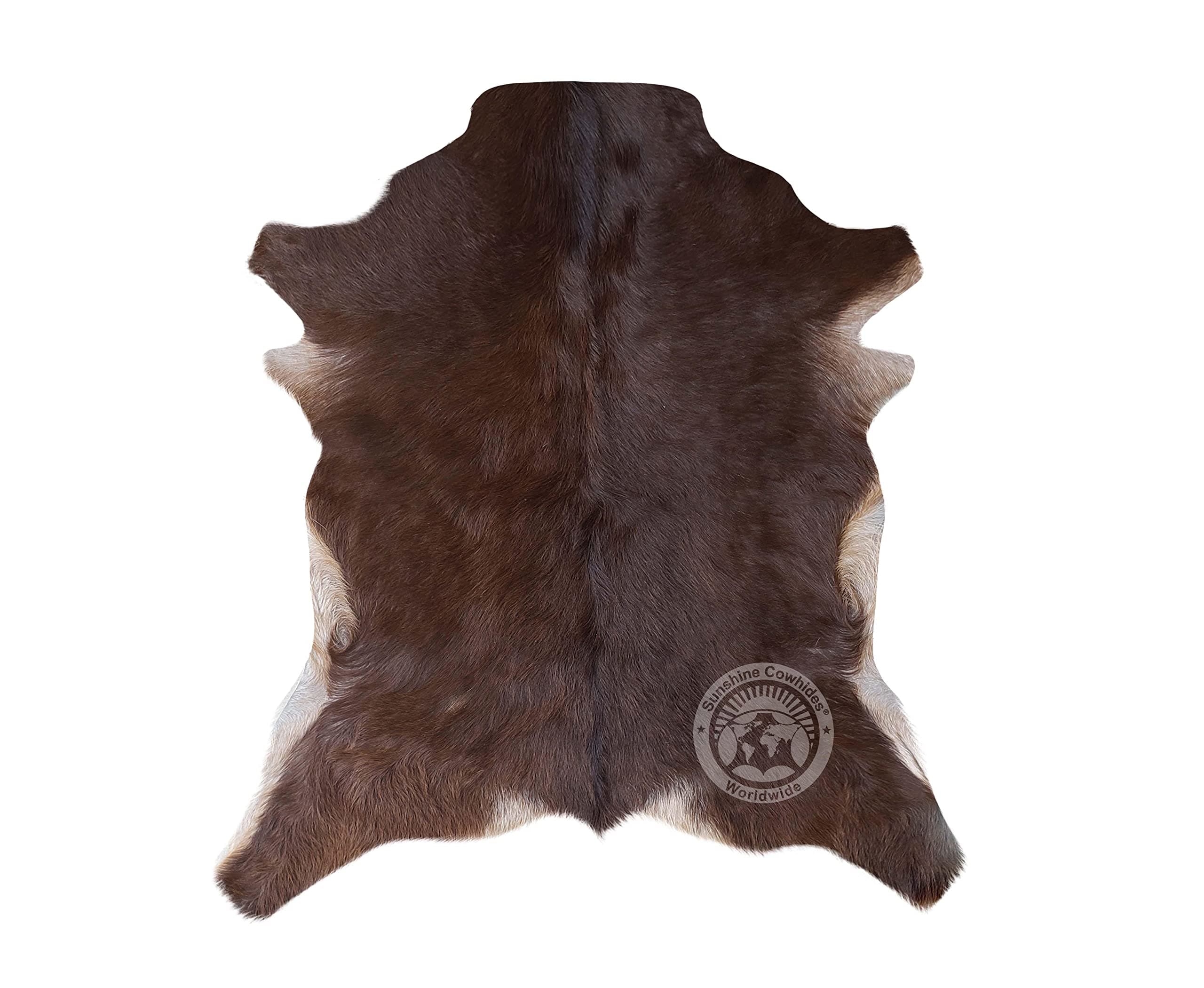 Sunshine Cowhides 100% Genuine Goat Hide Rug - Dark Tone Natural Suede Leather Goat Skin Carpet for Living Room, Bedroom, & Office - Animal Skin Rug for Home Decor Enthusiasts - Small (2.5 x 3 ft.)