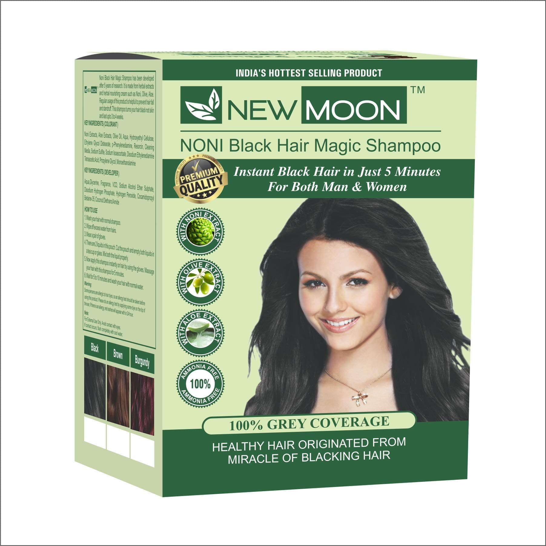 New Moon Noni Natural Black Hair Colour Shampoo (2ml x 10pec)