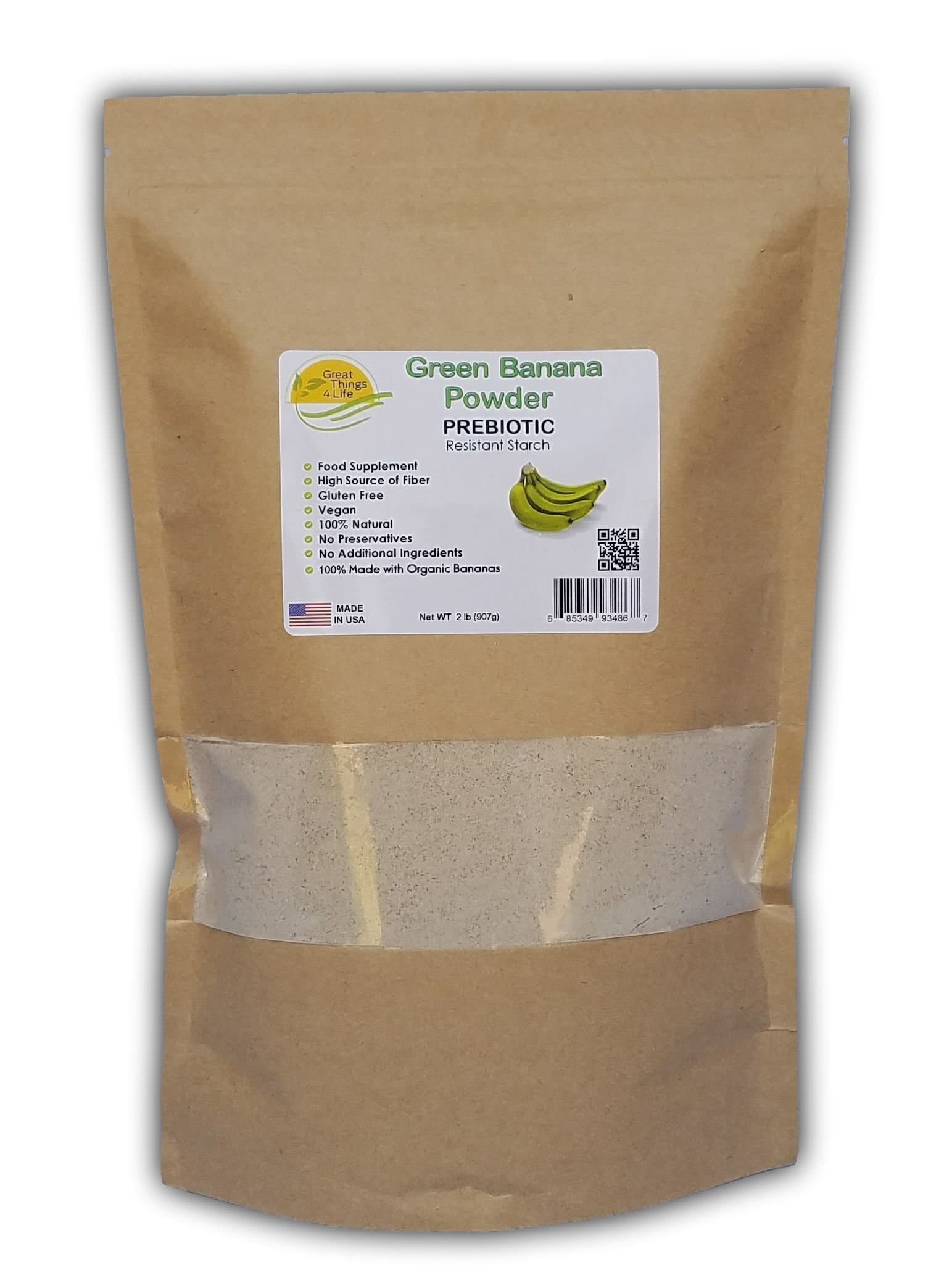 Green Banana Powder - Flour - Prebiotic - Gluten Free - Fresh Made in the USA 2 Lb
