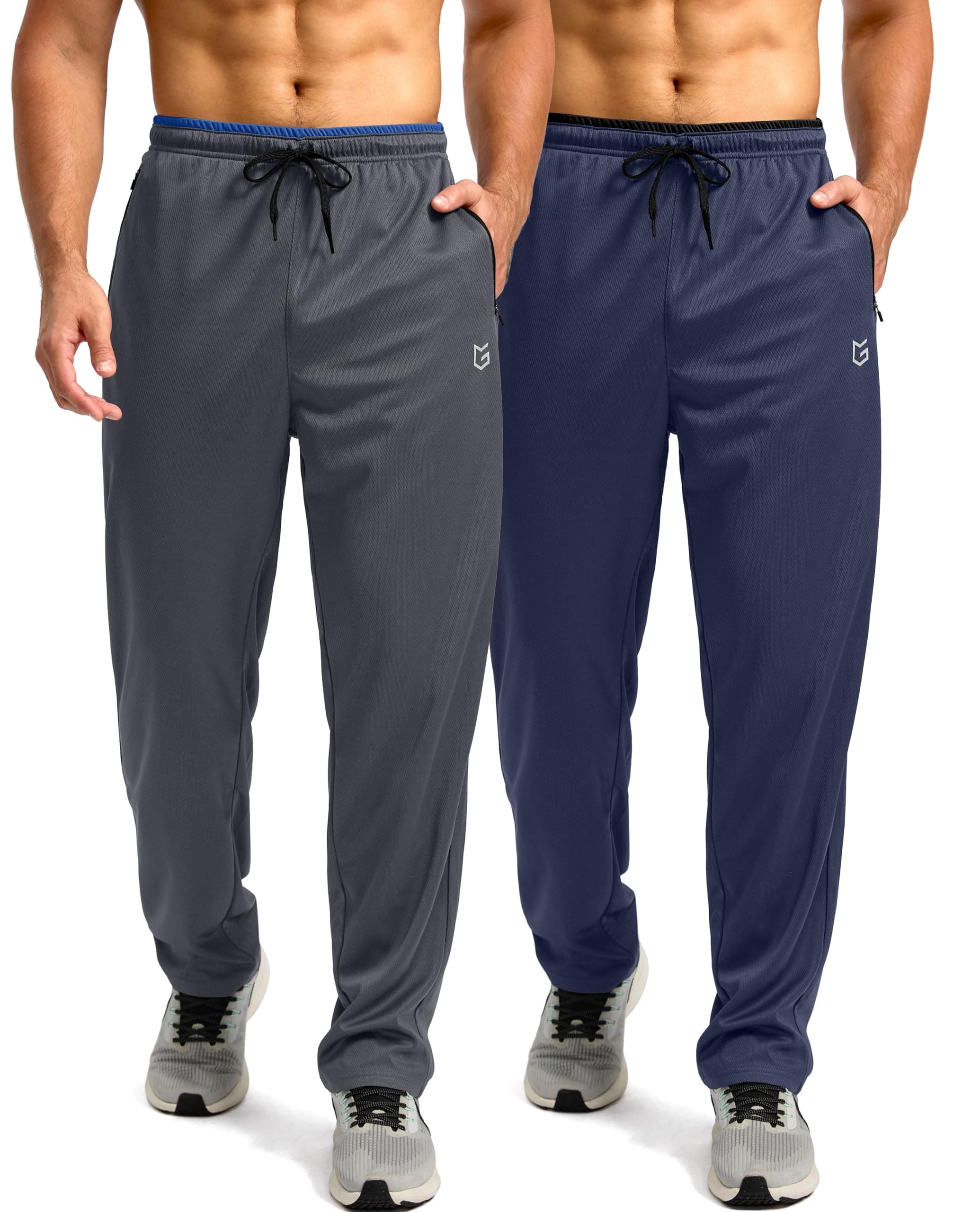 Men's Sweatpants Mesh Lightweight with Zip Pockets Breathable Quick Dry Athletic Pants for Workout Running