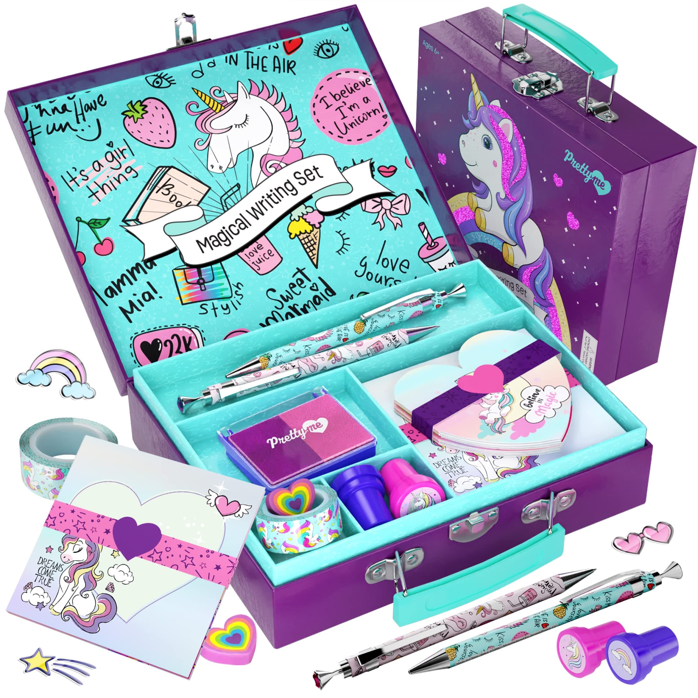 Pretty Me Unicorn Stationery Set for Kids - Birthday Gifts for Girls Ages 6, 7, 8, 9, 10 to 12 Year Old Age - Stationary Letter Writing Art Kit - Best Girl Birthday Gift - Preteen Craft Toys, Presents