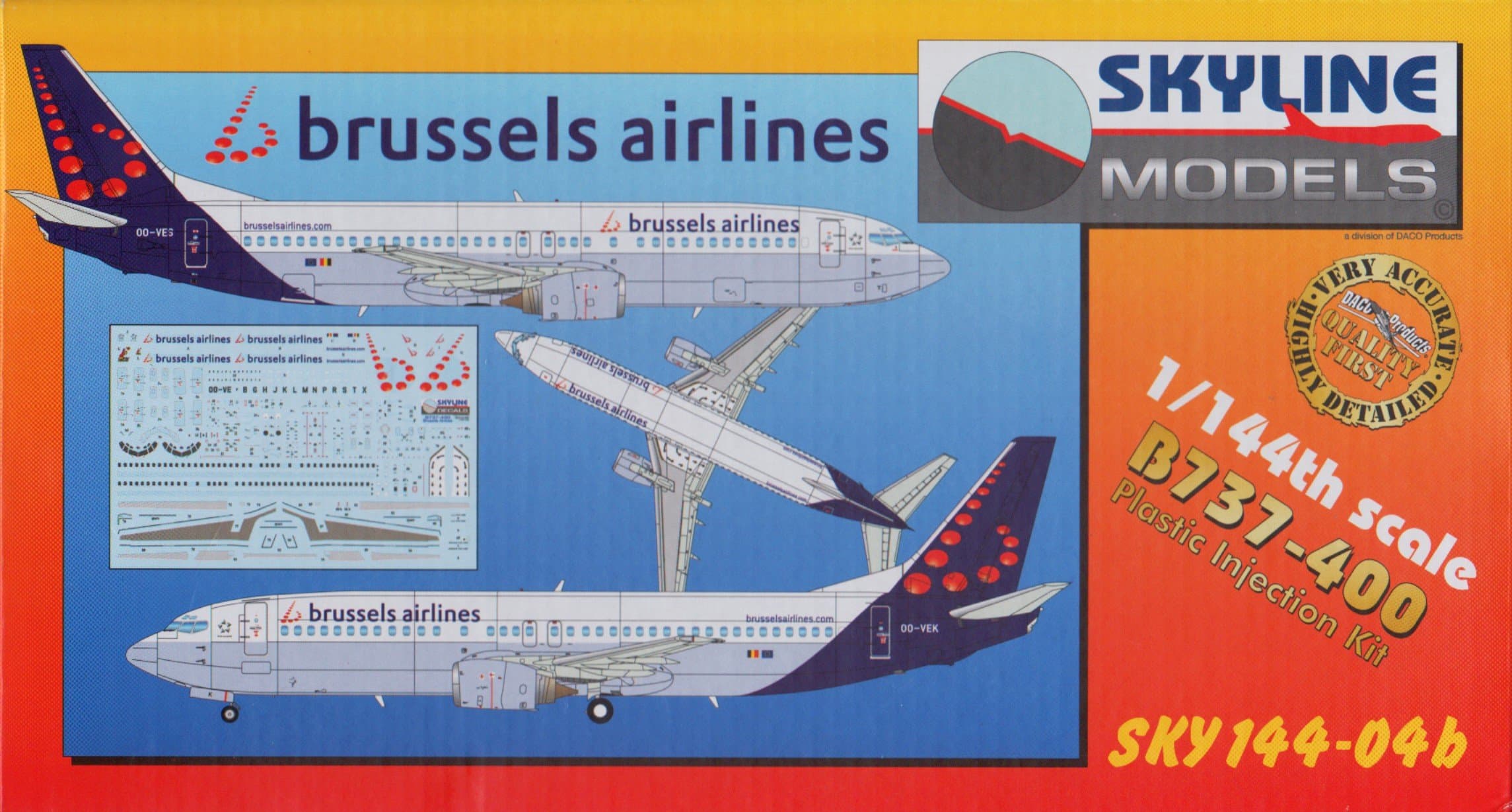 DACSKY14404B 1:144 Skyline Models Boeing 737-400 Brussels Airlines [MODEL BUILDING KIT]