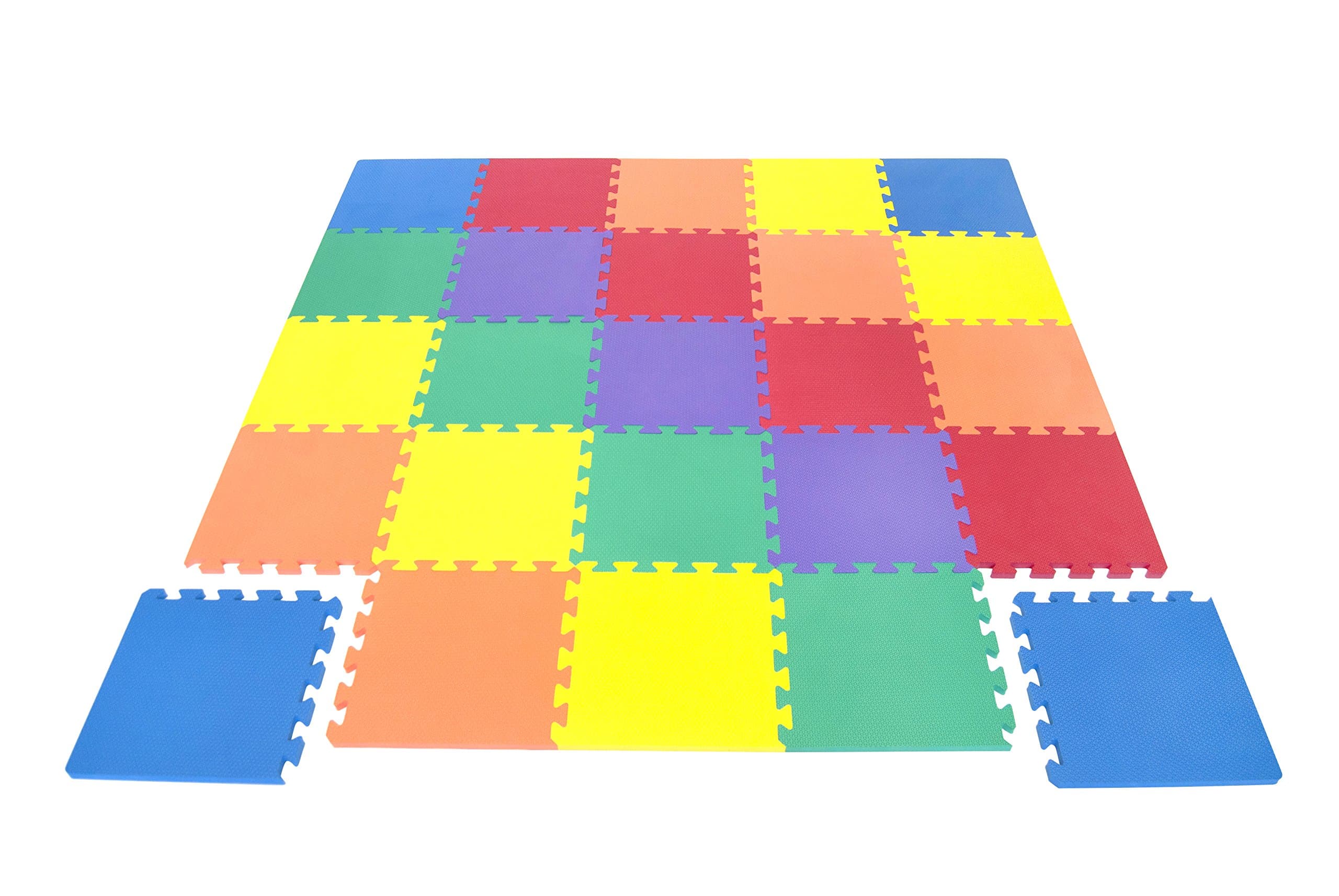 Wonder Mat Non-Toxic Non-Recycled 6-Color 25-Piece Extra Thick Foam Play Floor Mat with Beveled Edges for Kids