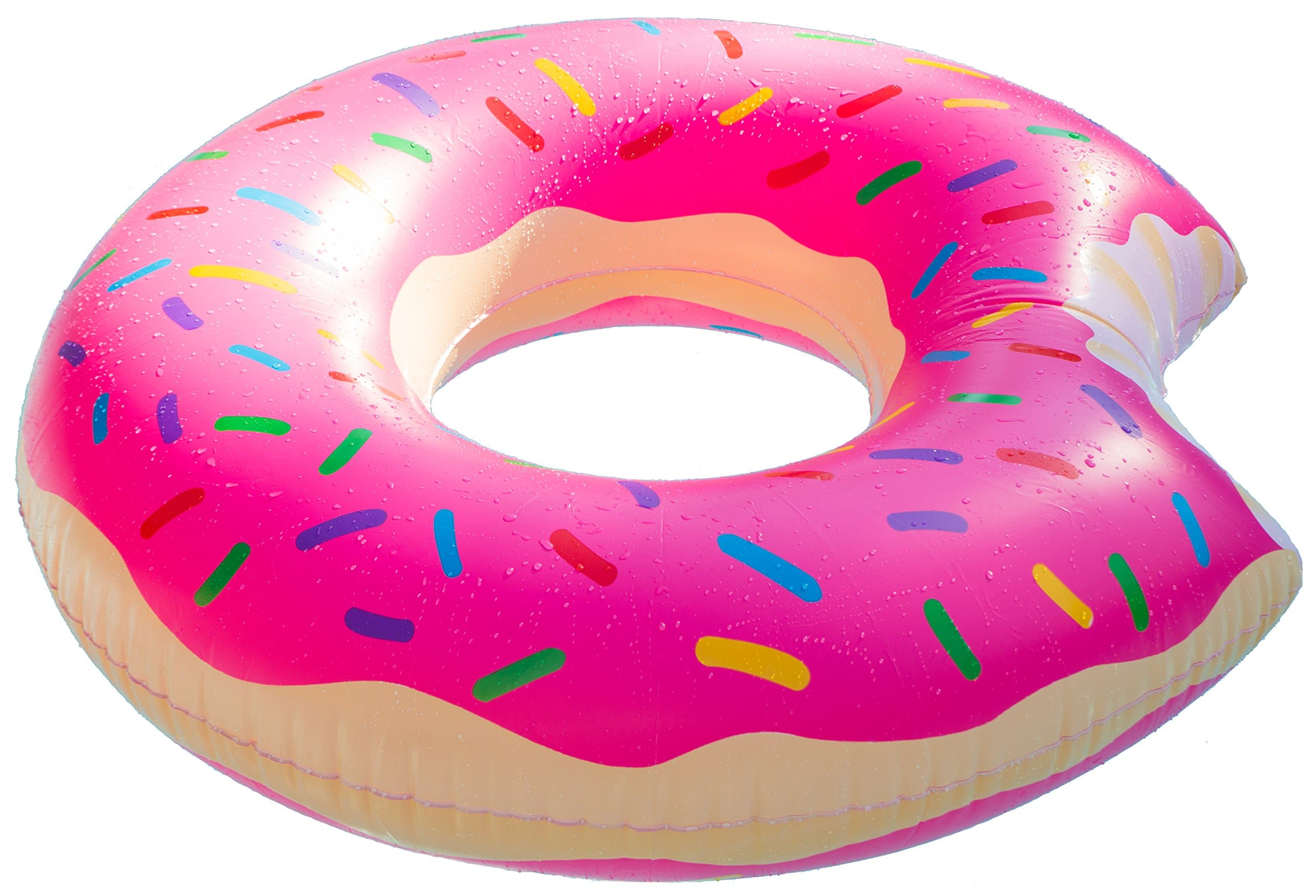 Giant Inflatable Pink Donut Pool Float - 48 inches (4 Feet) Best Doughnut Raft Inner Tube for Cool Party Lounge Floatie Beach Lake Swim Swimming