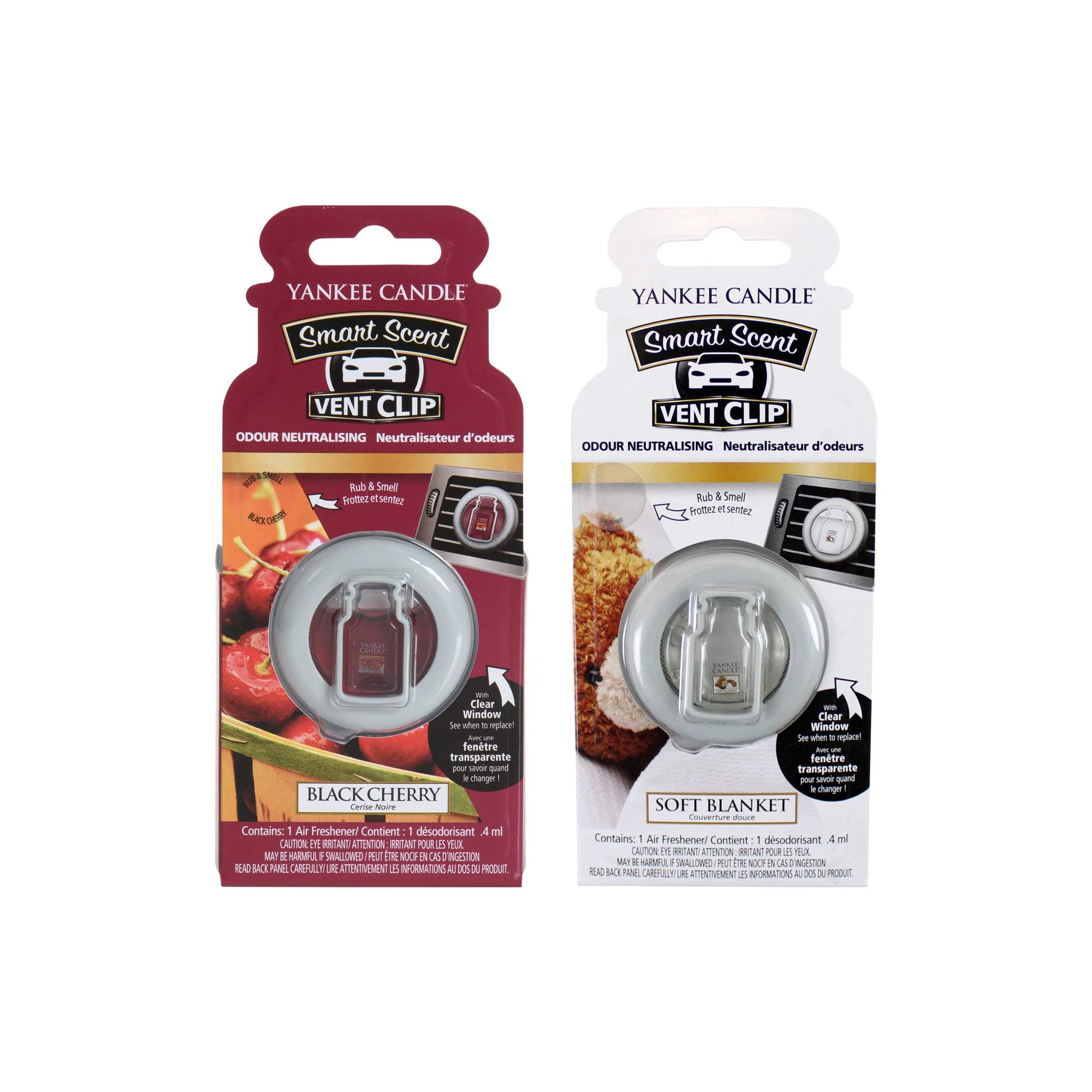 Yankee Candle Smart Scent Vent Clip Air Freshener - Black Cherry and Soft Blanket, Multicolour, 58.97 g (Pack of 2)