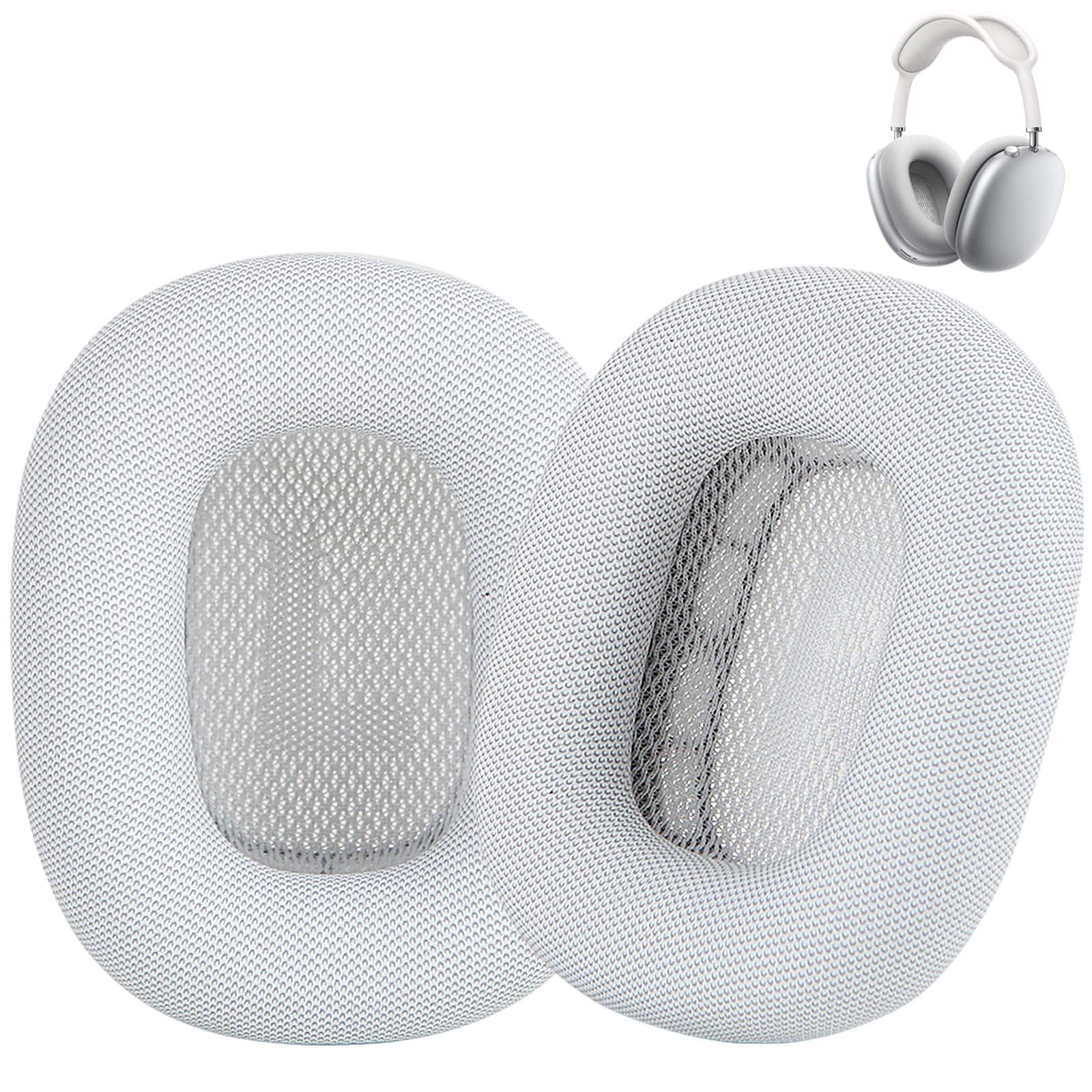 Ear Cushions Replacement for AirPods Max Headphones,Protein Leather Covered Earpads with Memory Foam and Magnet (Silvery)