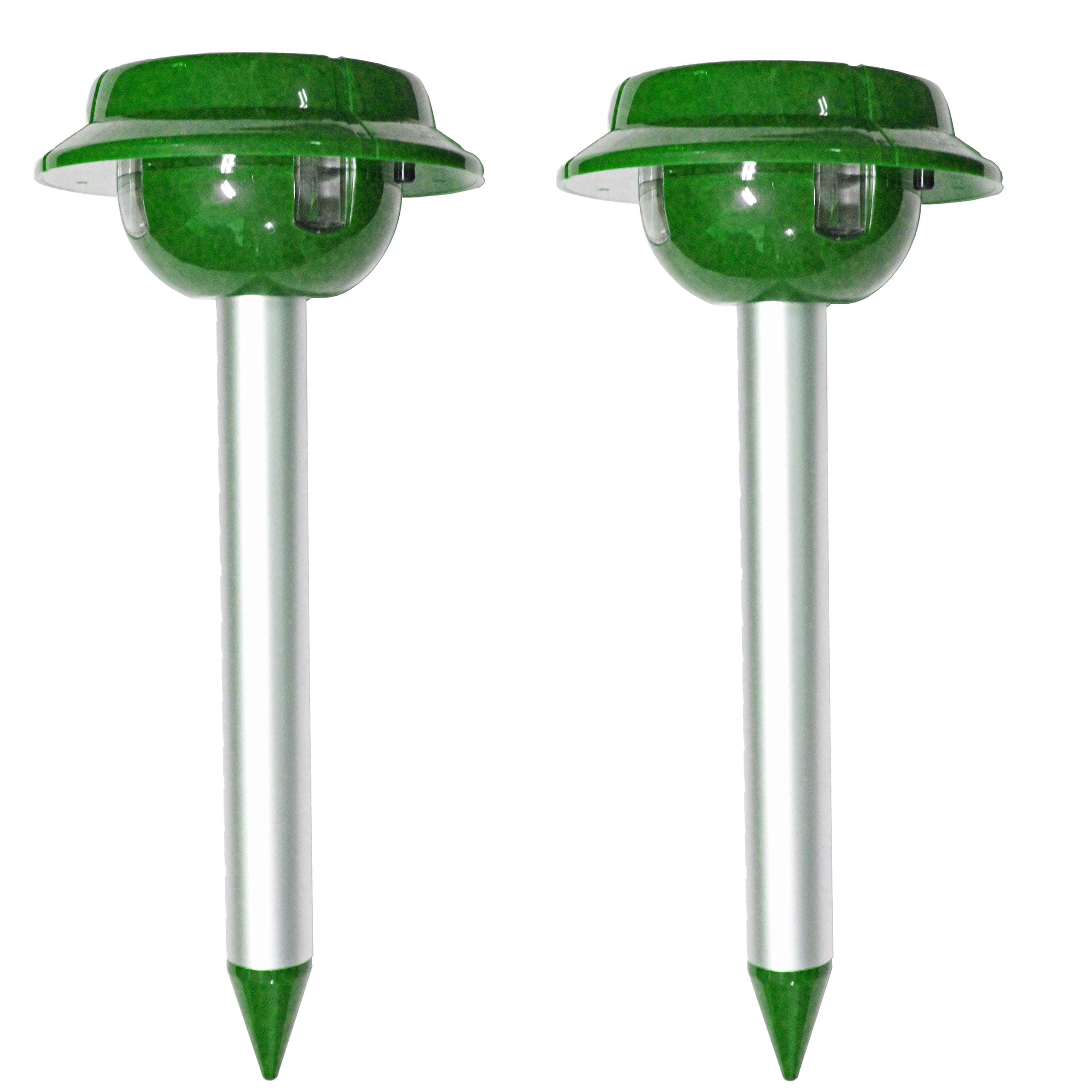 (2 Pack) Professional Solar Mole& Snake Repellent, Gopher Mole Snake Scorpion Worm etc. Detterent, Keep The pests Away from Your Property Within 2-4 Weeks, Whole Year Full Warranty!