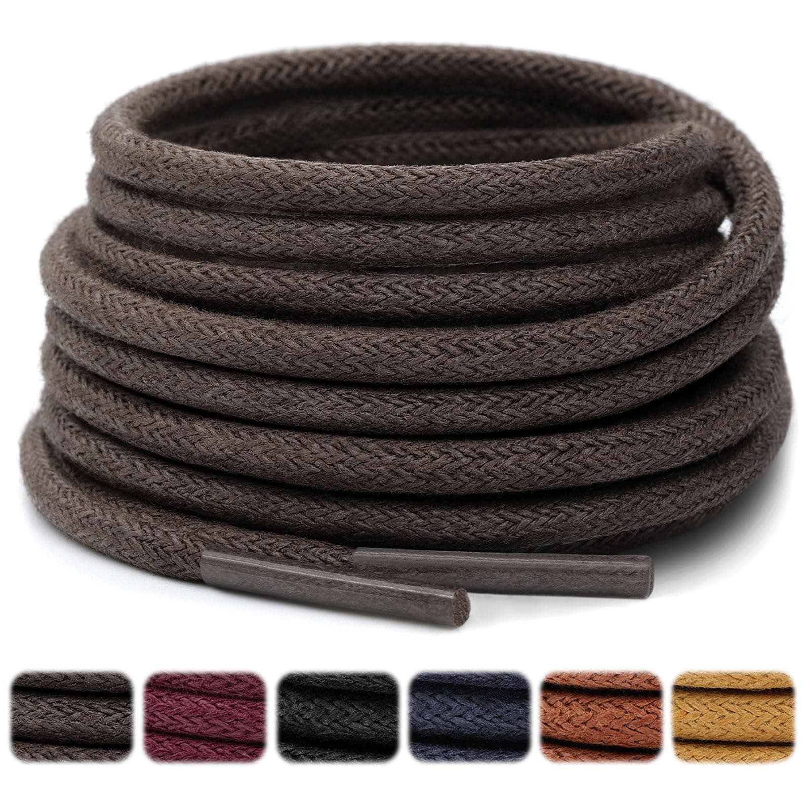 1/8" Waxed Thin Round Shoe Laces, [2 Pair] Oxford Shoelaces for Dress Shoes and Boots