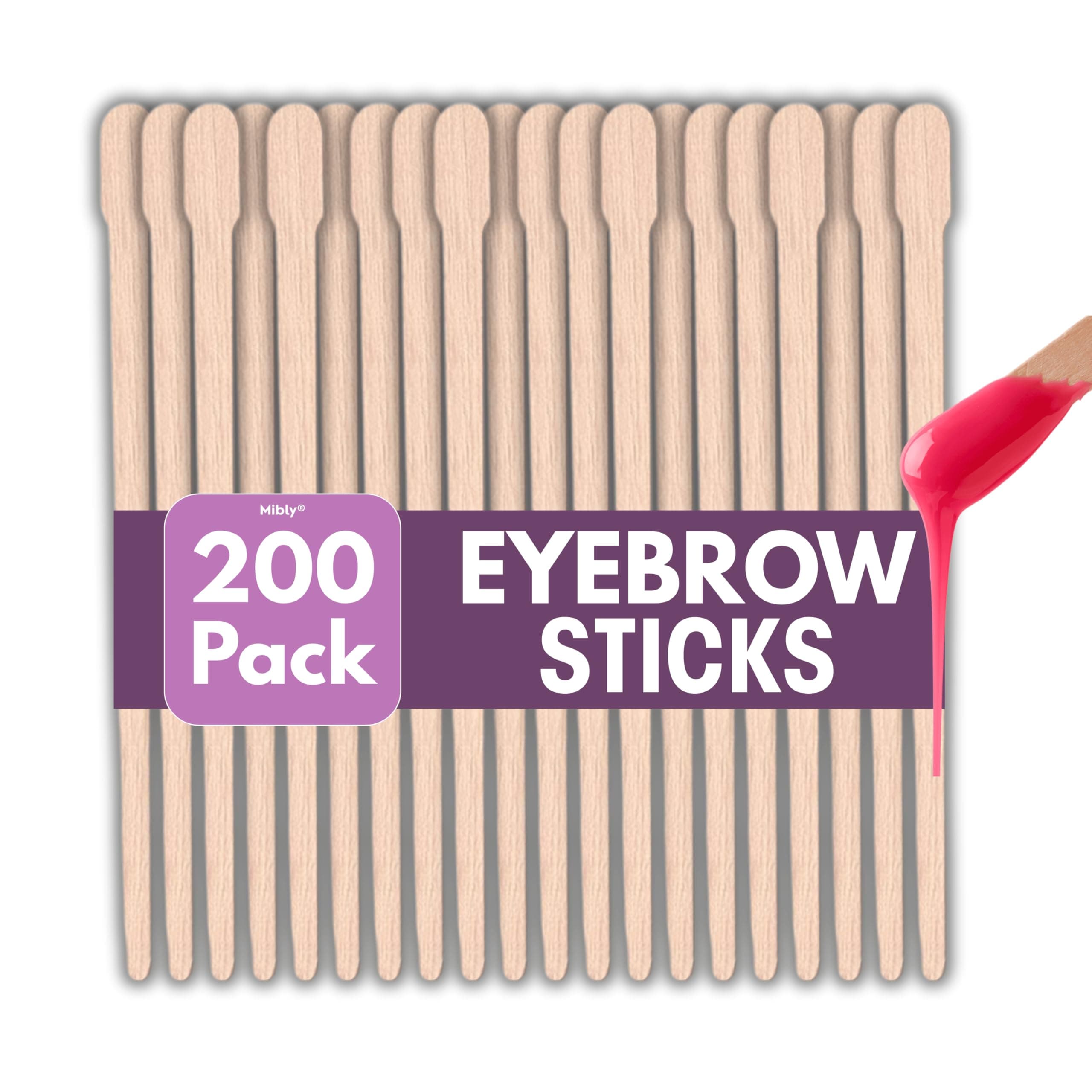 Mibly 200 Pcs Wooden Wax Sticks - Eyebrow, Lip, Nose Small Waxing Applicator Sticks for Hair Removal and Smooth Skin - Spa and Home Usage