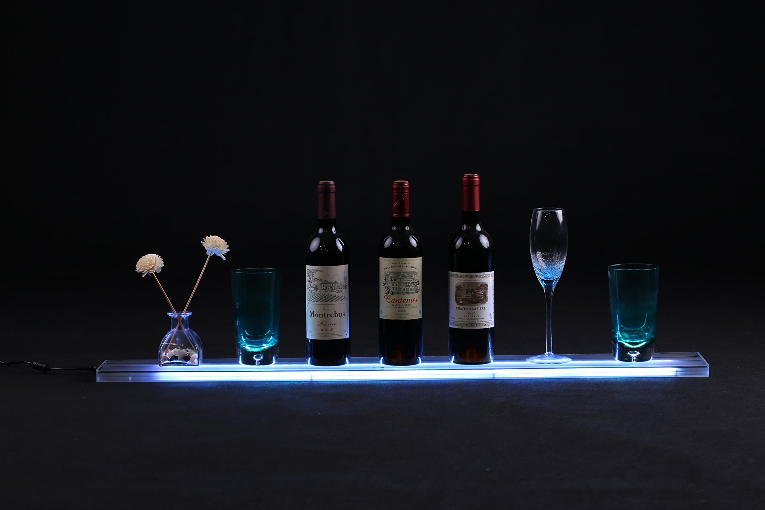 Merging 3'2" LED Liquor Shelf Bottle Display Bar Shelves with Wall Mount Brackets Wireless Remote and Power Supply for Home Bar Easily Fit 9 Bottle