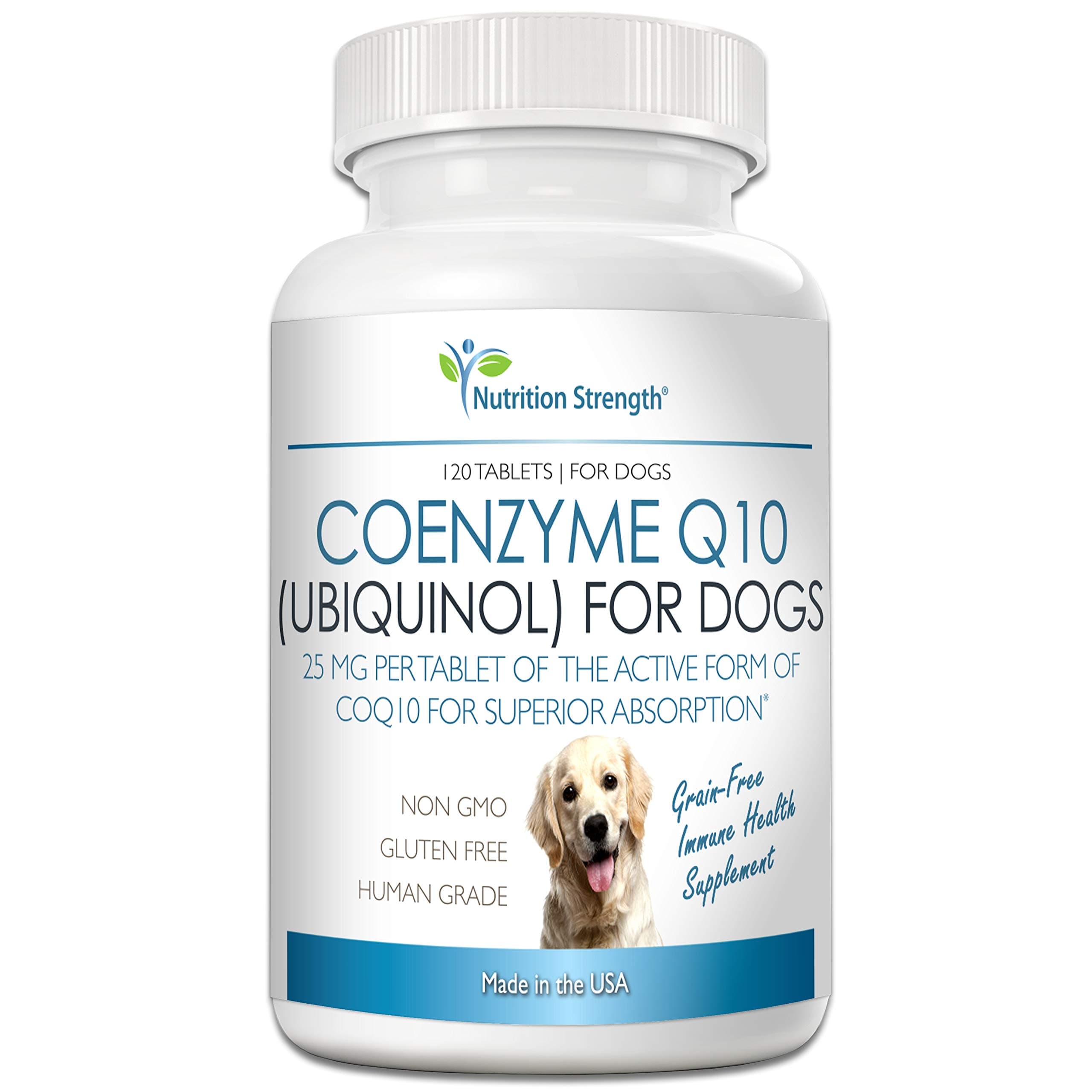 Coenzyme Q10 for Dogs Grain-Free Supplement, Ubiquinol - The Electron-Rich Form of CoQ10, Promotes Heart Health, Cognitive and Energy Support for Dogs, 120 Chewable Tablets