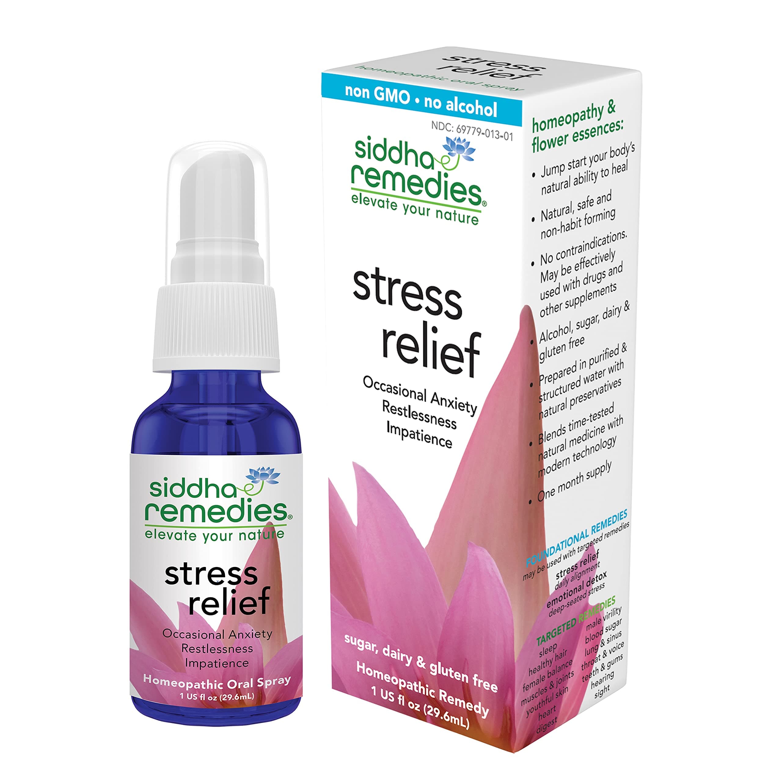 Siddha Remedies Stress Relief Homeopathic Oral Spray for Anxiety Relief, Irritability & Restlessness | 100% Natural Homeopathic Medicine Remedy with Flower Essences for Relaxing & Calming The Mind