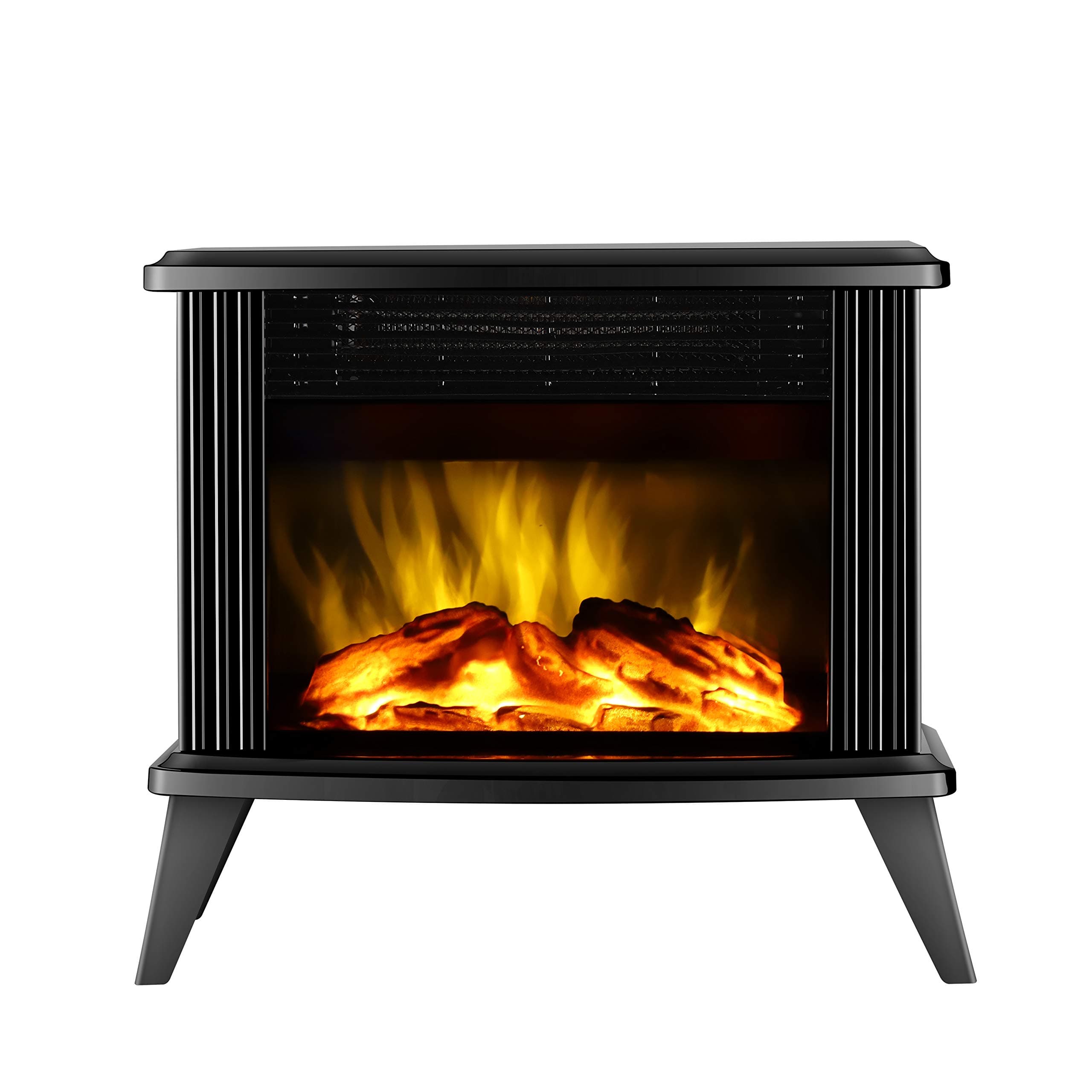 DONYER POWER Mini Electric Fireplace Tabletop Portable Heater,14.8'' (Black, Metal)