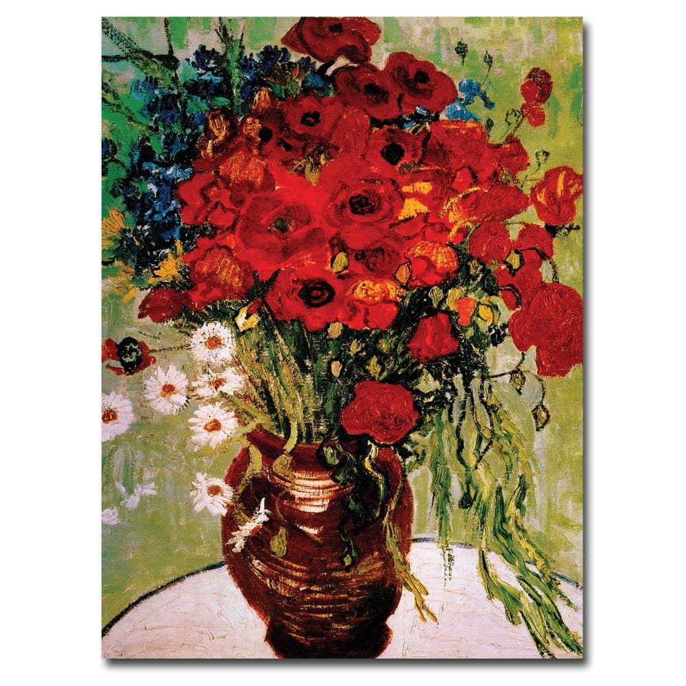 Trademark Fine Art Daisie & Poppies by Vincent Van Gogh, 24x32-Inch