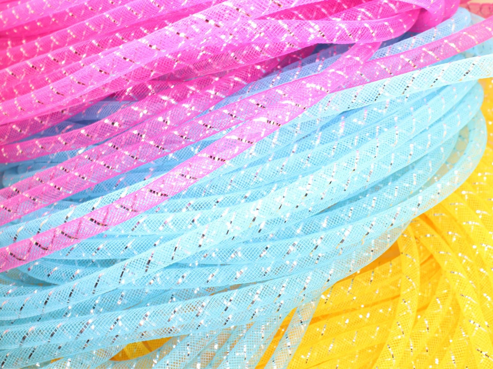 Deco Mesh Tubing 0.3 inch 80 Yards for Craft DIY Deco Flex Tube for Wreaths (Mixed Color 1)