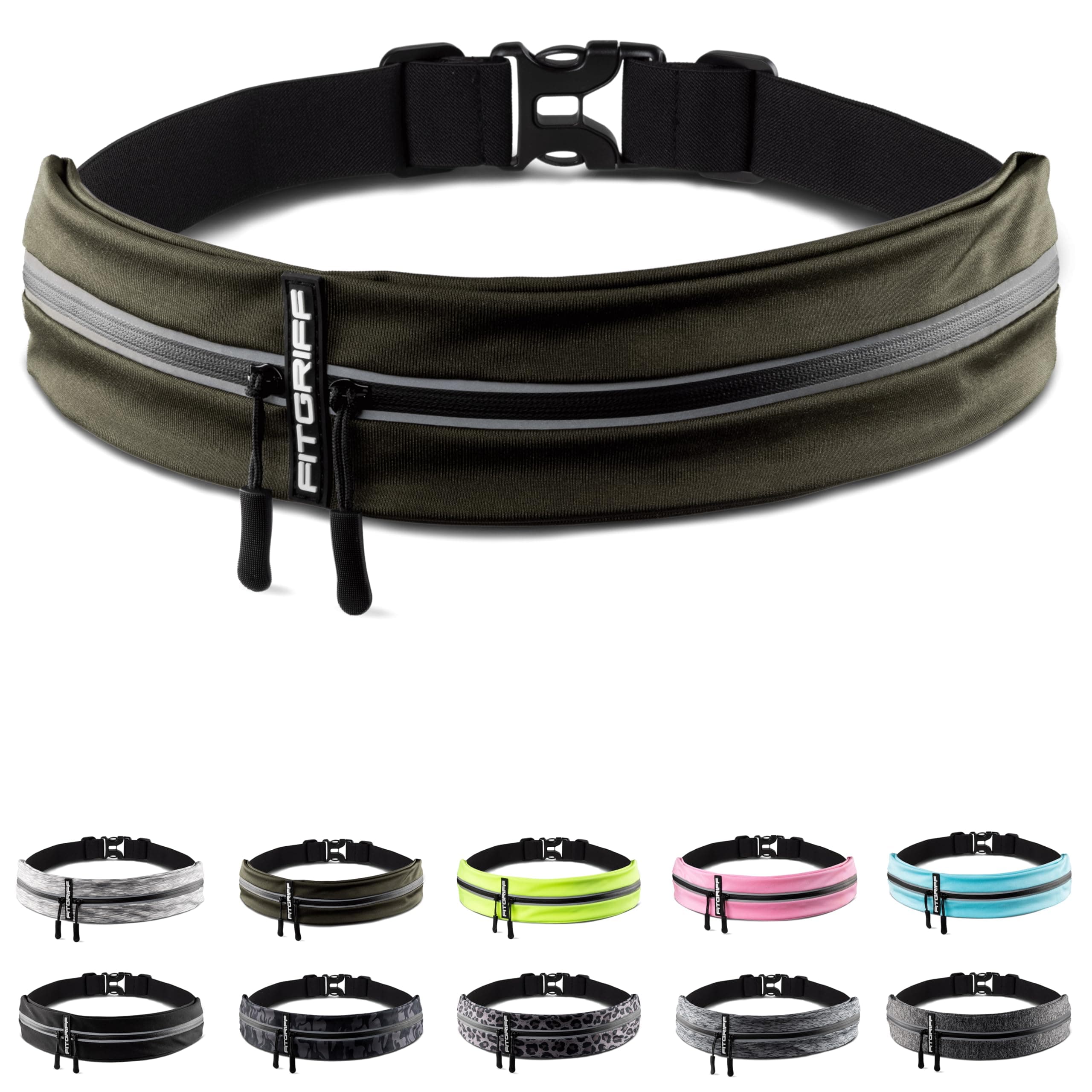 Fitgriff® Running Belt for Men & Women - Secure Jogging Pouch for Phone, Keys & Essentials - For All Cell Phones