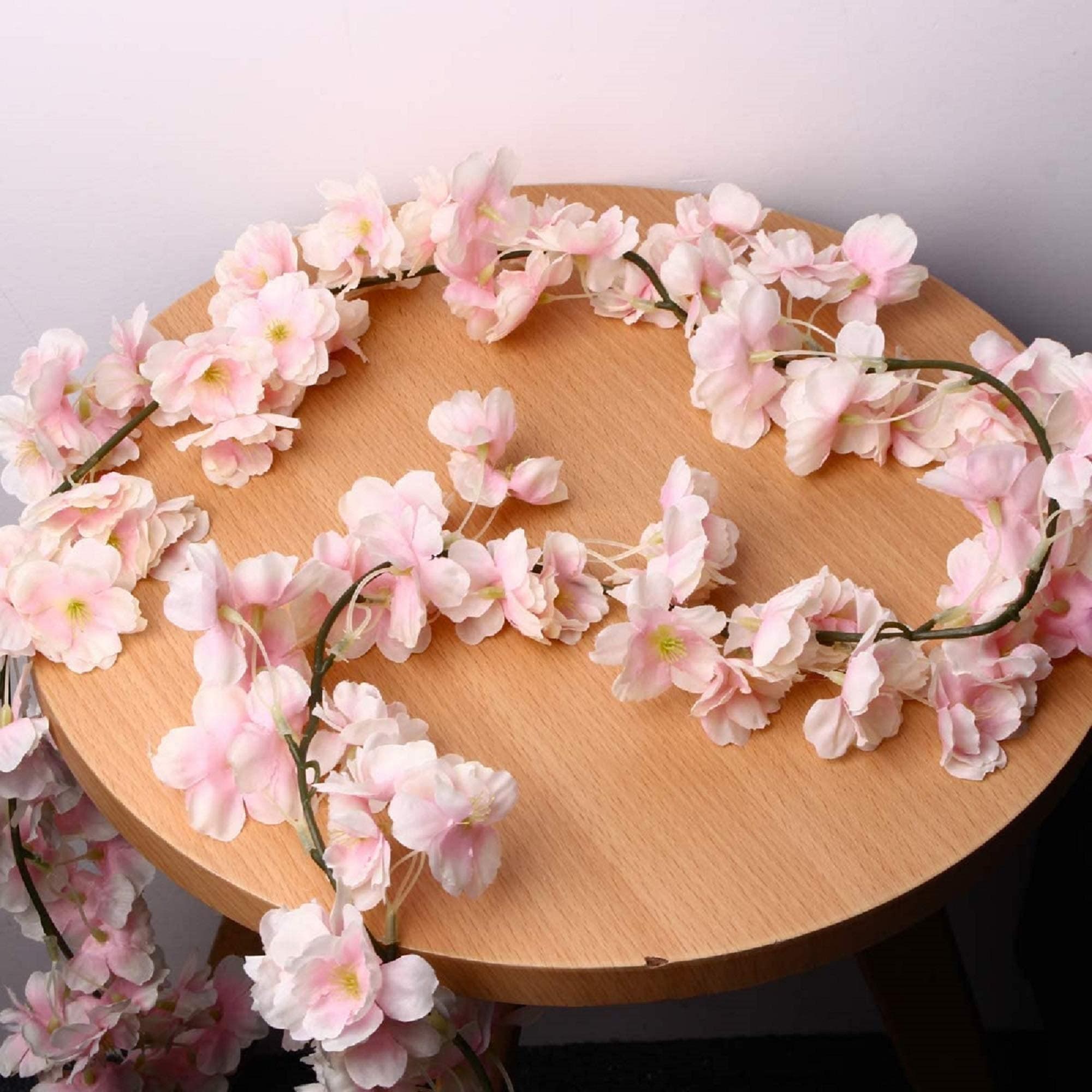 Artificial Silk Cherry Blossom Flowers Hanging Vine Garlands Home Wedding Decorations – Pink