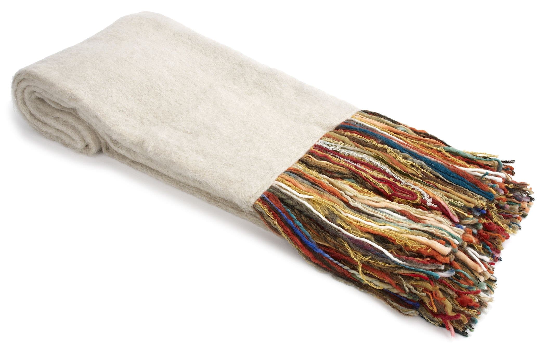 Linen Mohair Throw with Fringes, 53 x 70