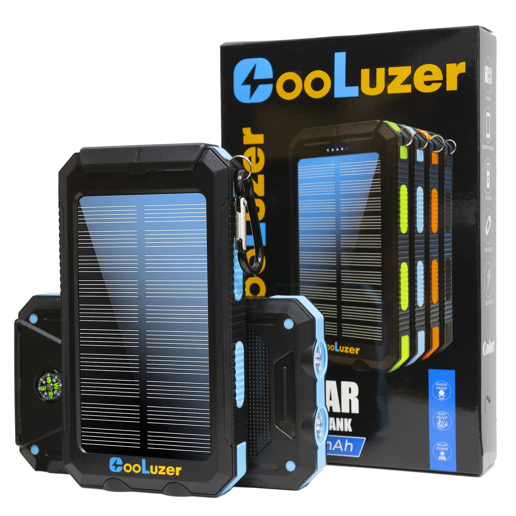 Solar Charger Power Bank 8000mah with 18W PD 5V*2.1A Fast Charging, QC3.0 Portable Charger Solar Power Bank,IP67 Waterproof Camping Gear Accessory for Outdoor (Blue)