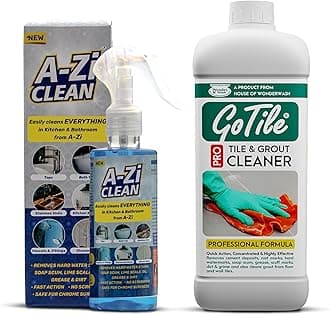 - Bathroom Deep Cleaning Combo | A-Zi Clean 200 ML & GOTILE PRO Tile Cleaner 1L Concentrated | Removes Hardwater Marks, Limescale, Soap Scum and Oil Stains for Faucet, Basins, Quick action