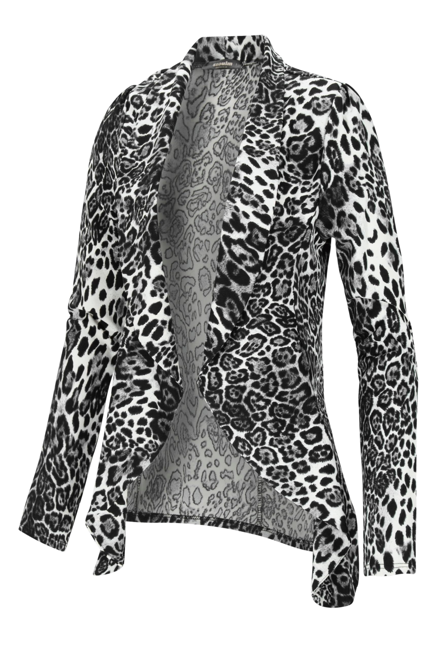 SSOULM Women's Long Sleeve Classic Draped Open Front Lightweight Blazer with Plus Size