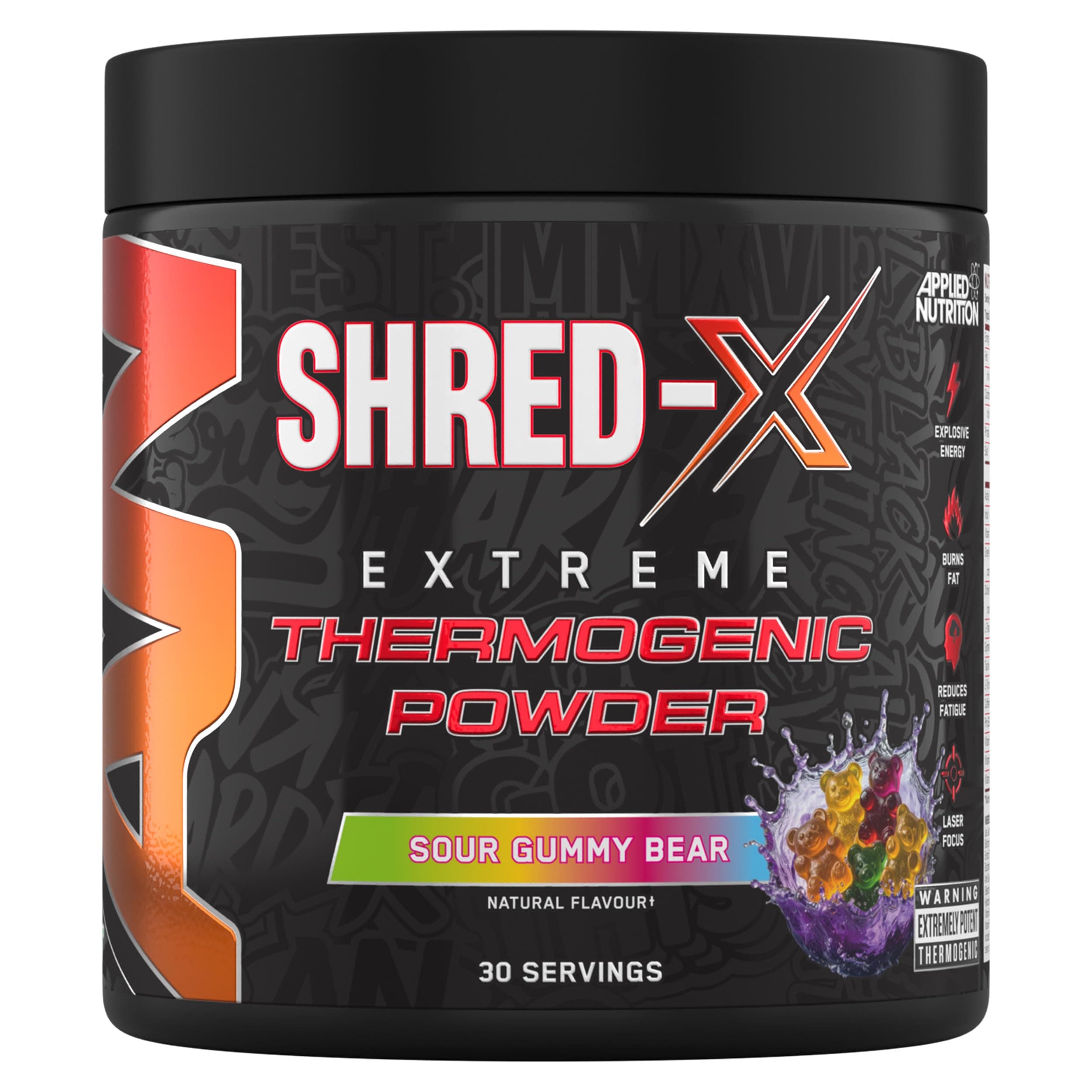 Applied Nutrition Shred X Fat Burner - ABE All Black Everything Fat Burner, Thermo Weight Management (300g - 30 Servings) (Sour Gummy Bear)