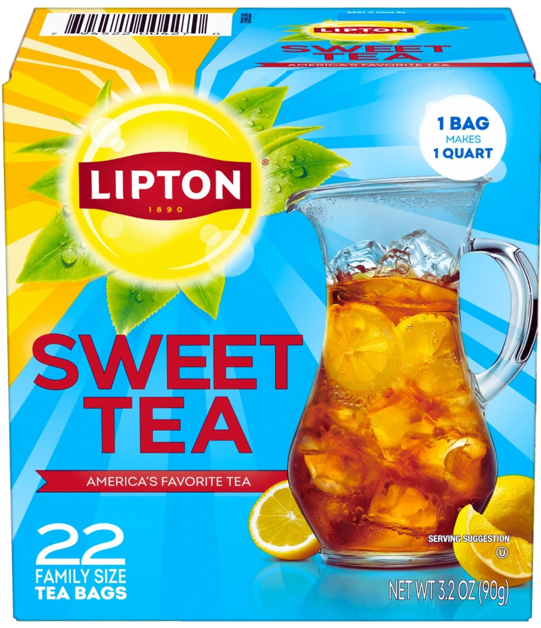 Southern Sweet Tea Iced Tea Drink Mix 22 Family Size Tea Bags 90.7g Box