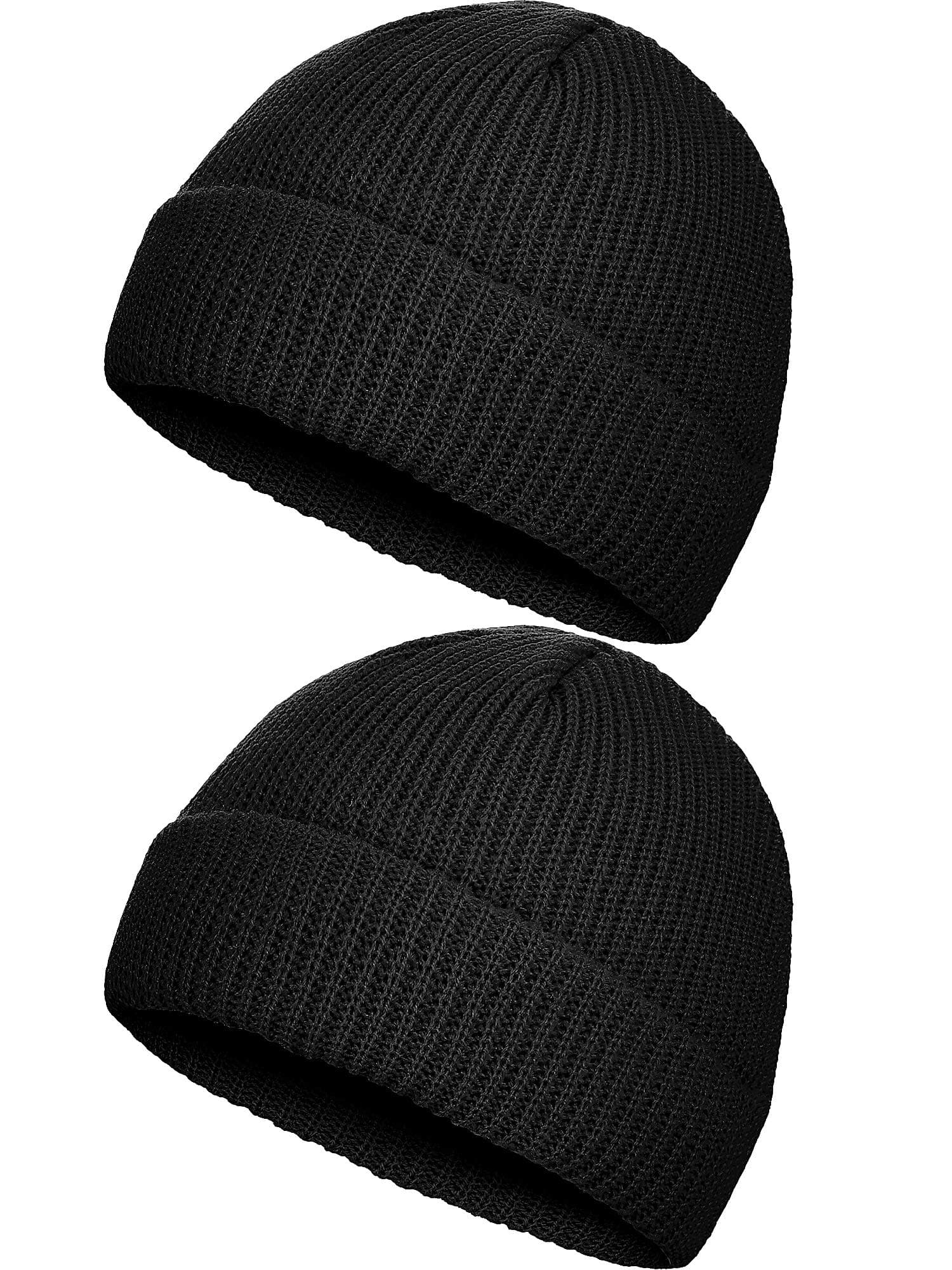 SATINIOR 2 Pieces Winter Fisherman Beanie Trawler Beanie Watch Hat Roll up Edge Skullcap Unisex