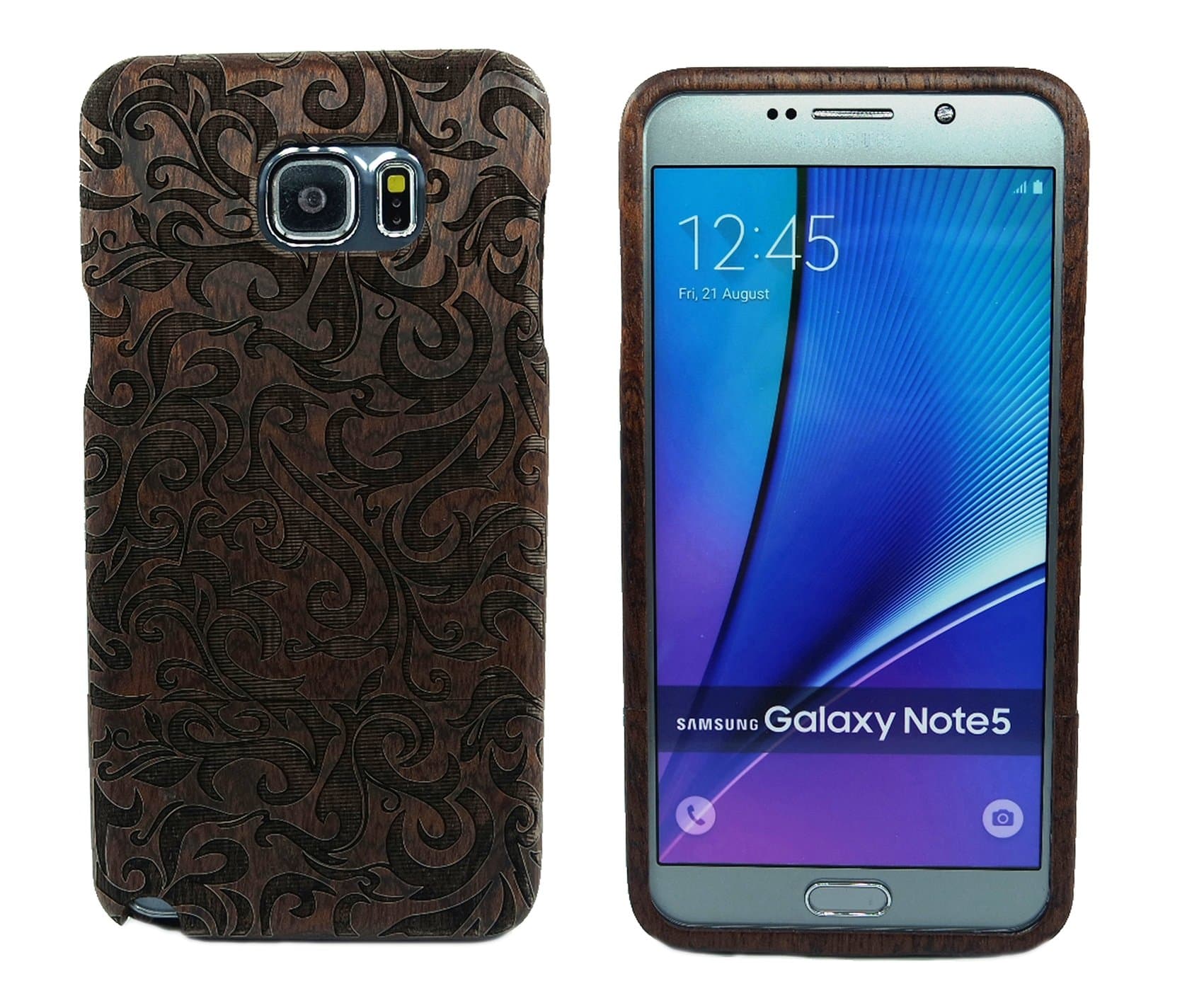 Laser Engraved "Grass Land" Pattern Unique Eco-Friendly 100% Hand-made Real Natural Sapele Wood Hard Shell Case for Samsung Galaxy Note 5 (GMWD-N5-H04)