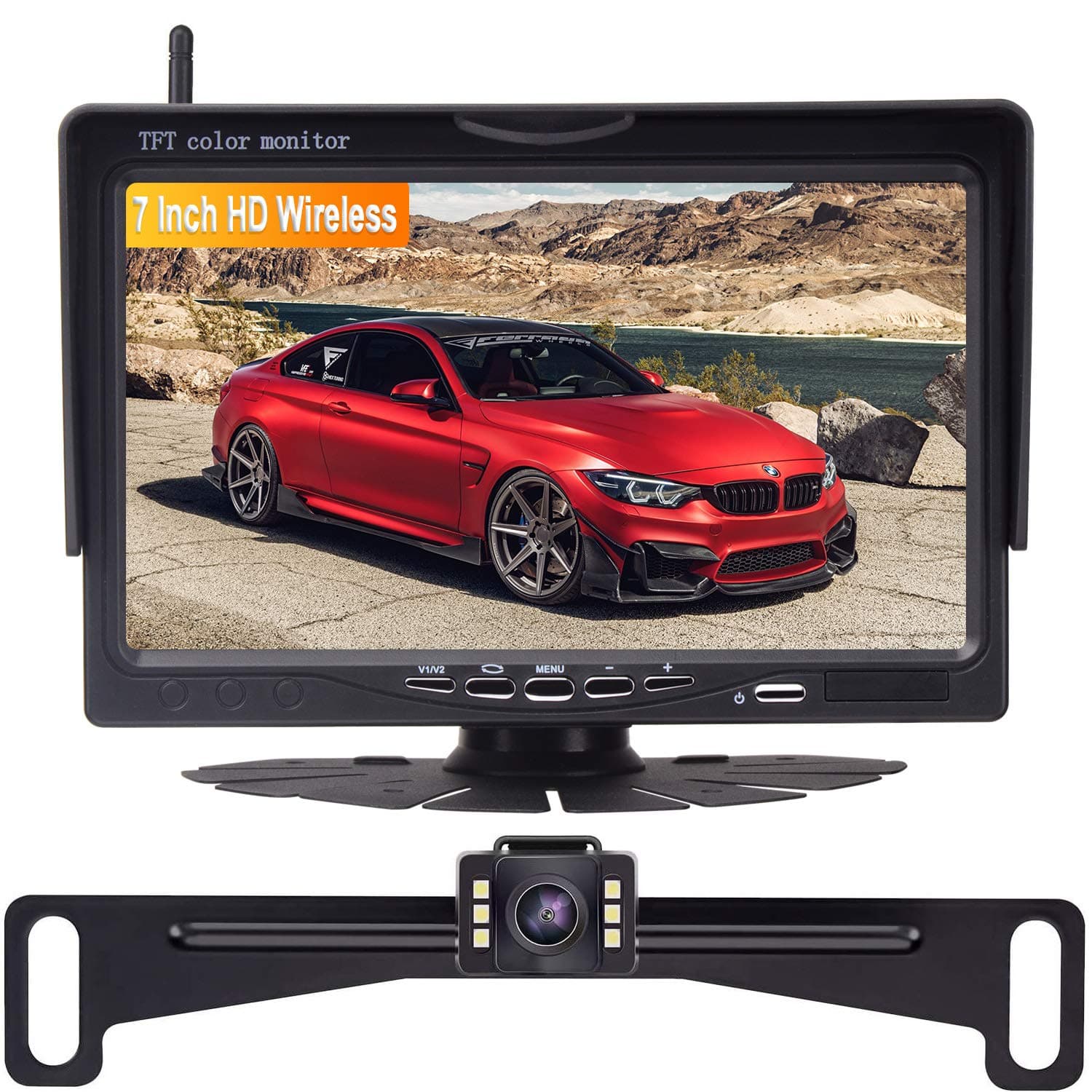 Amtifo Wireles Backup Camera Kit,HD 720P 7 Inch Monitor With Rear View Camera Designed For Cars,SUVs,Minivans