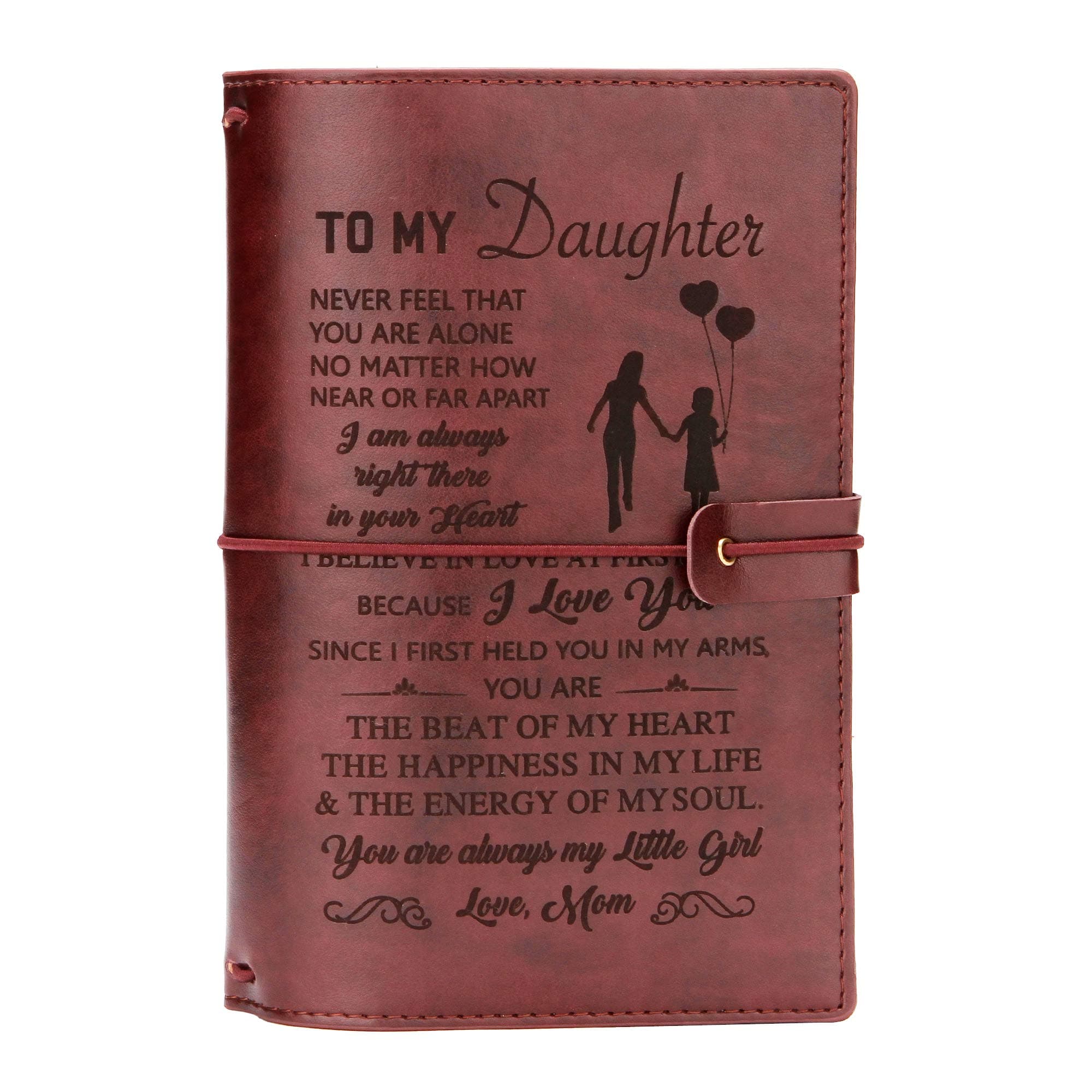 Daughter Journal Leather From Mom-lined journal notebook inspirational,Personalized Journals Gift Ideas for Daughter,Back to School Gift for Students