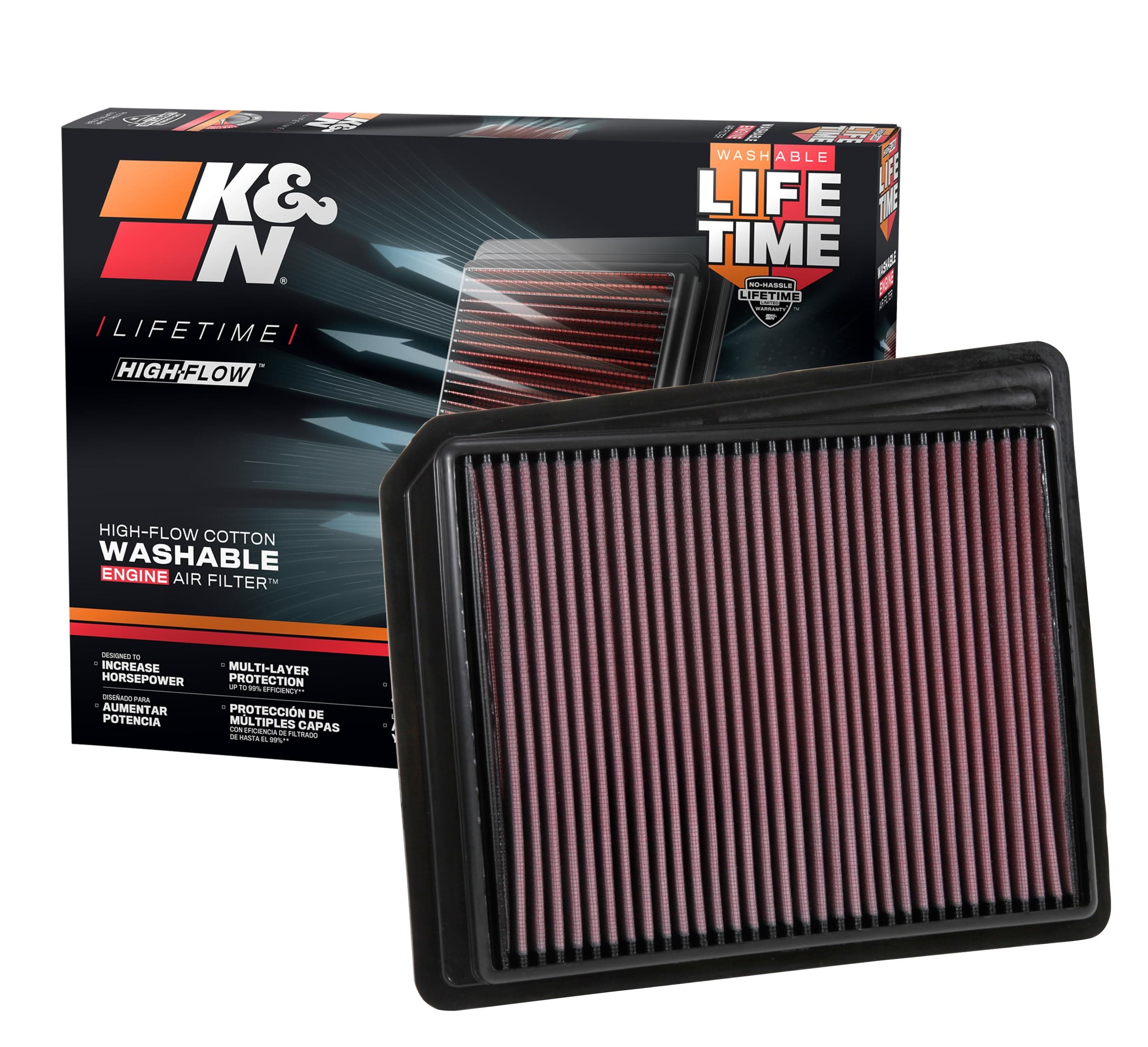 K&N Engine Air Filter: High Performance, Premium, Washable, Replacement Filter: Compatible with 2017-2019 NISSAN Titan, 33-5062