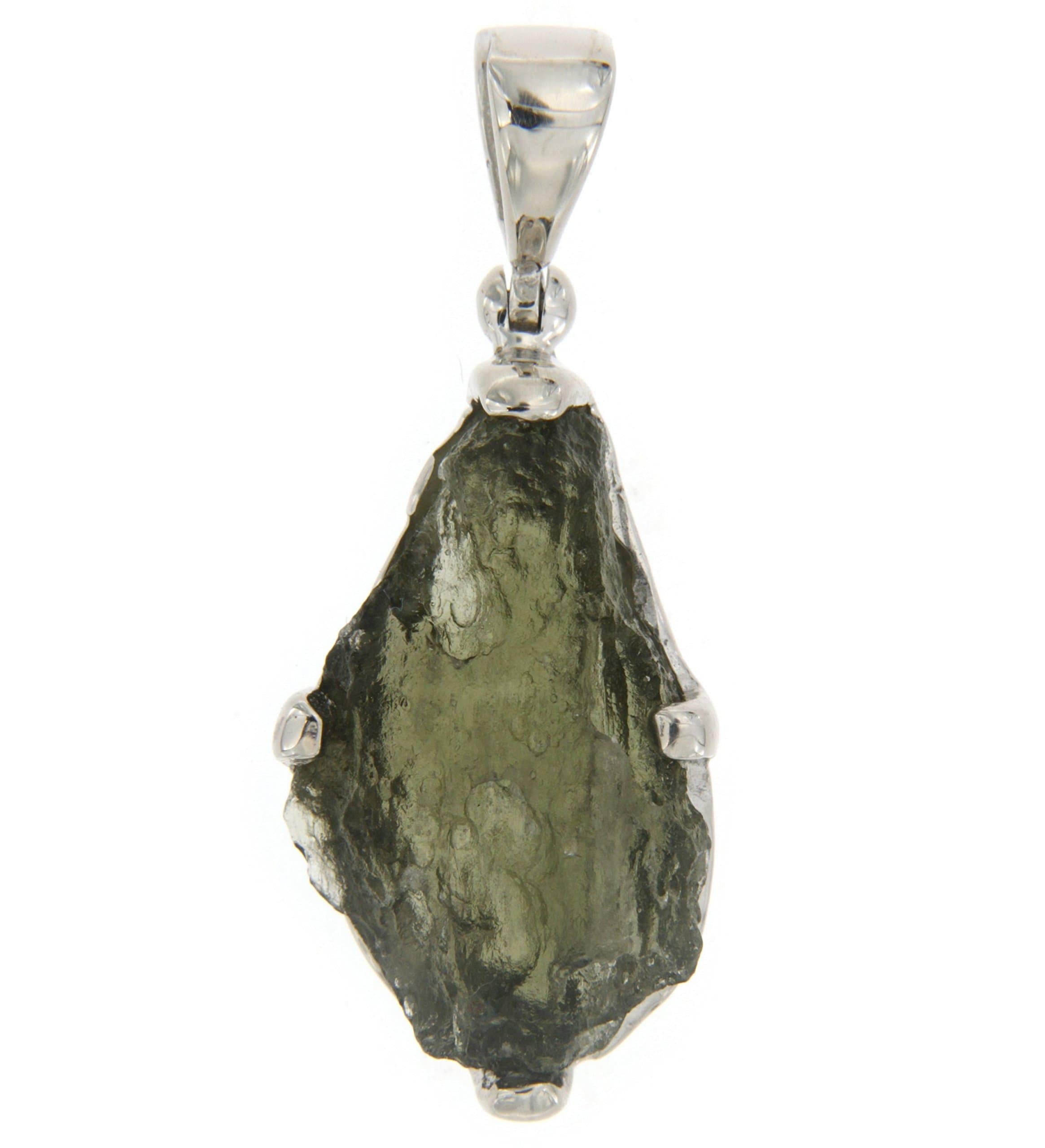 - Natural 7-12 cts Moldavite Pendant in Sterling Silver