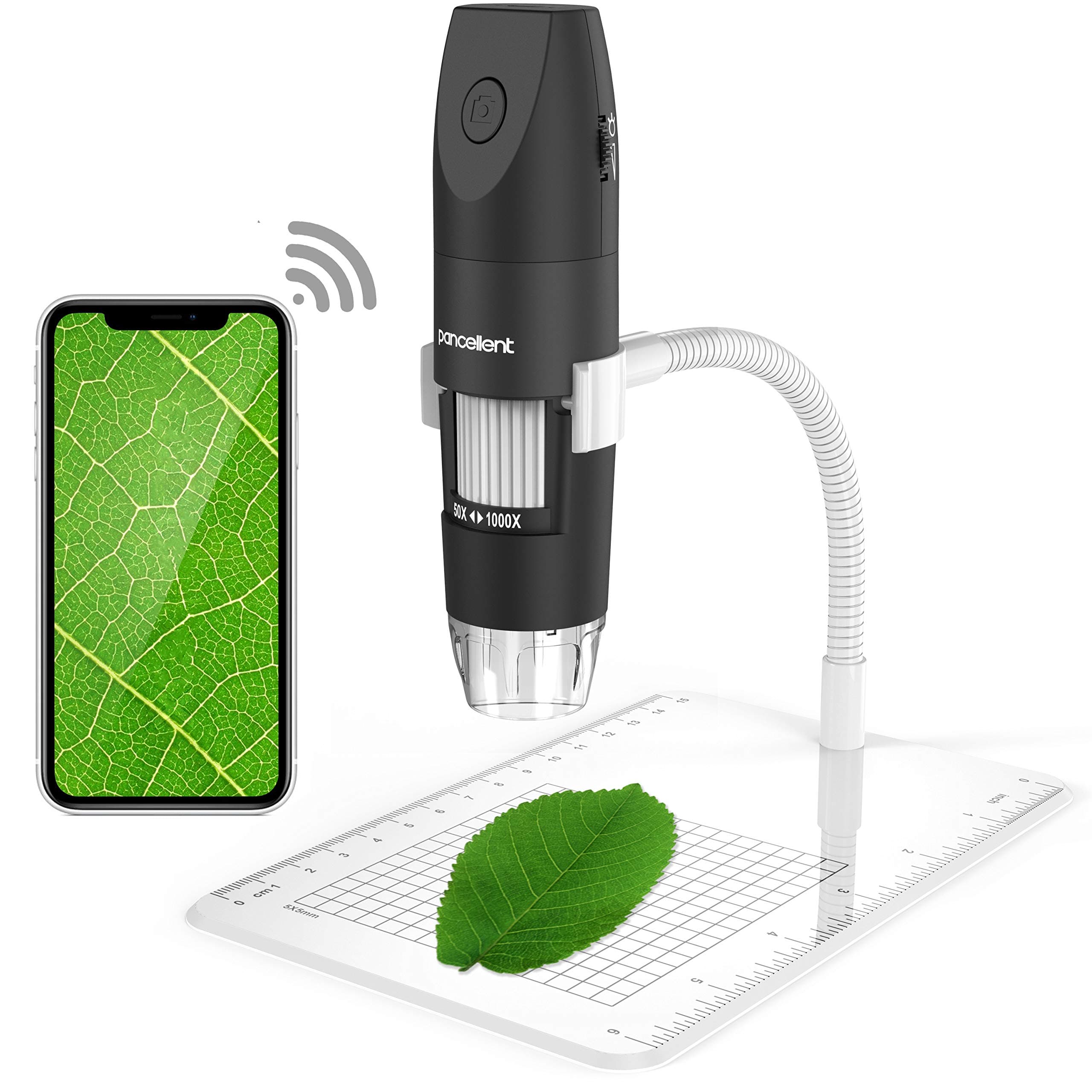 Wireless Digital Microscope, Pancellent 1080P 50X to 1000X Magnification Microscopy with 8 LED, USB Handheld Camera with Light Compatible for iPhone Android, iPad Windows Mac