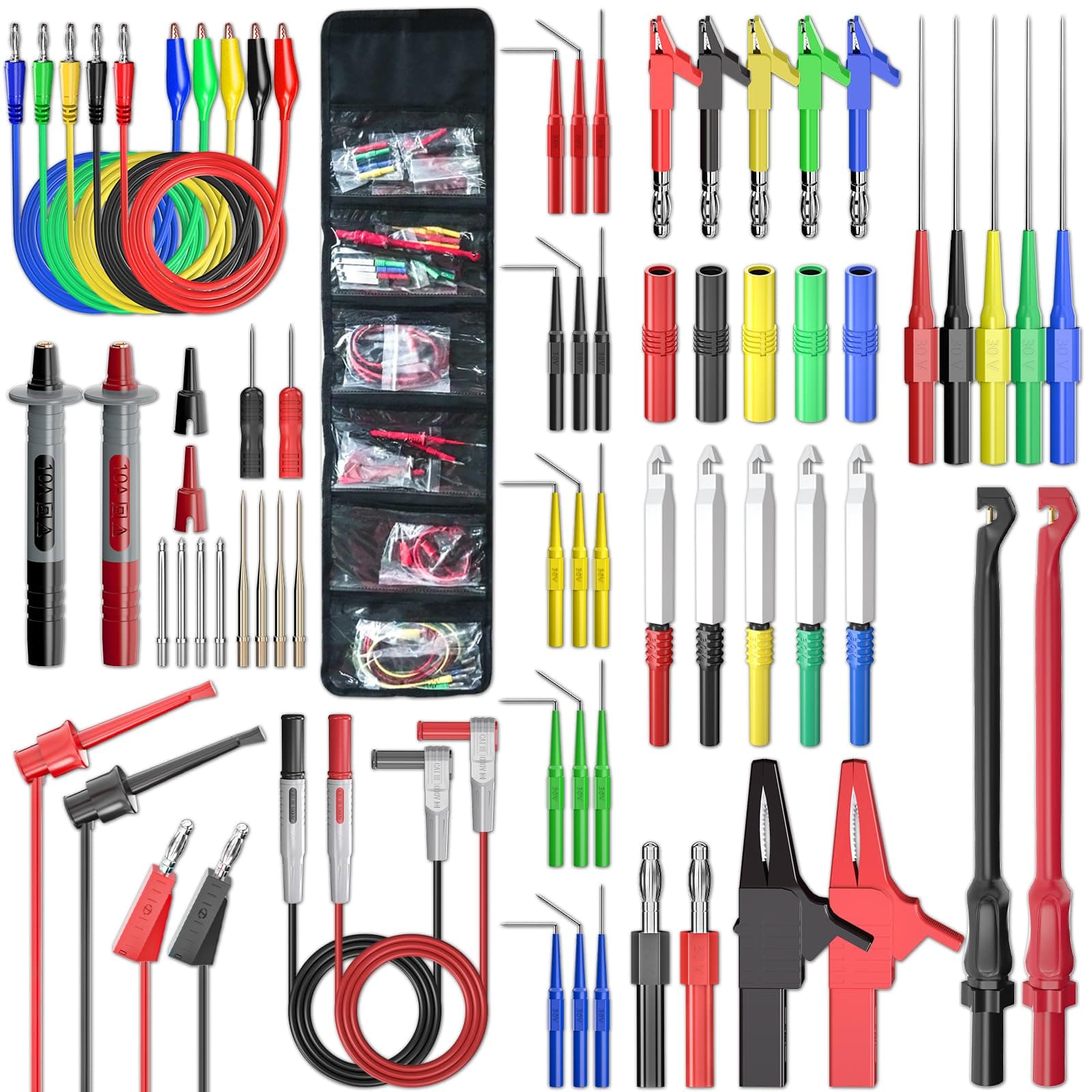 Goupchn Multimeter Test Leads Kit with Replaceable Probes Set, Banana Plug to Test Hook Leads, Alligator Clips and Wire Piercing Probes for Electrical Testing Automotive Diagnostic
