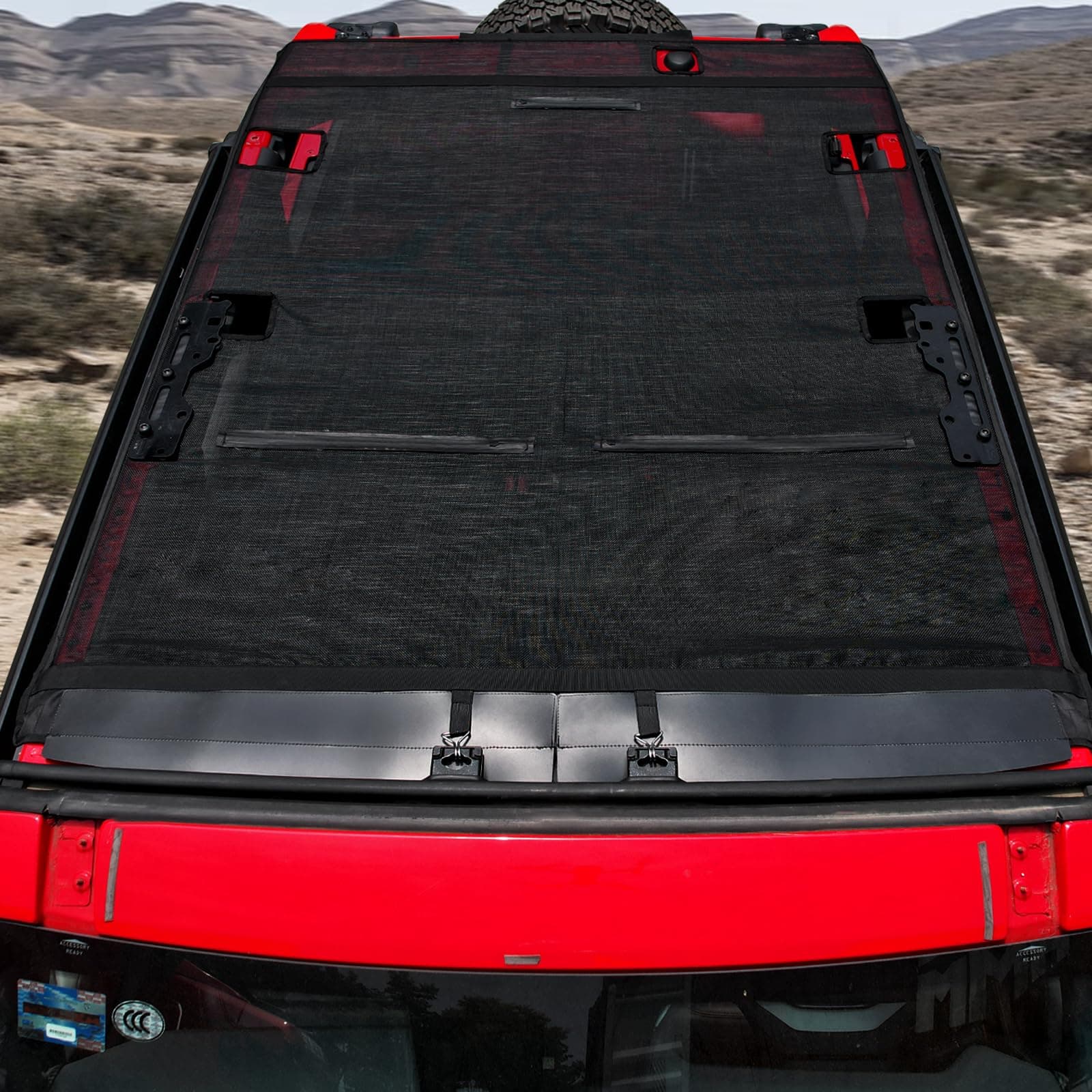 Mabett Upgrade Sunshade for Ford Bronco 2021 2022 2023 2024 Bimini Sun Shade Top (Not Fit Soft Top), Mesh Sunshade for Bronco 4-Door Blocks UV, Leaves, Bikini Top Cover for Bronco Accessories