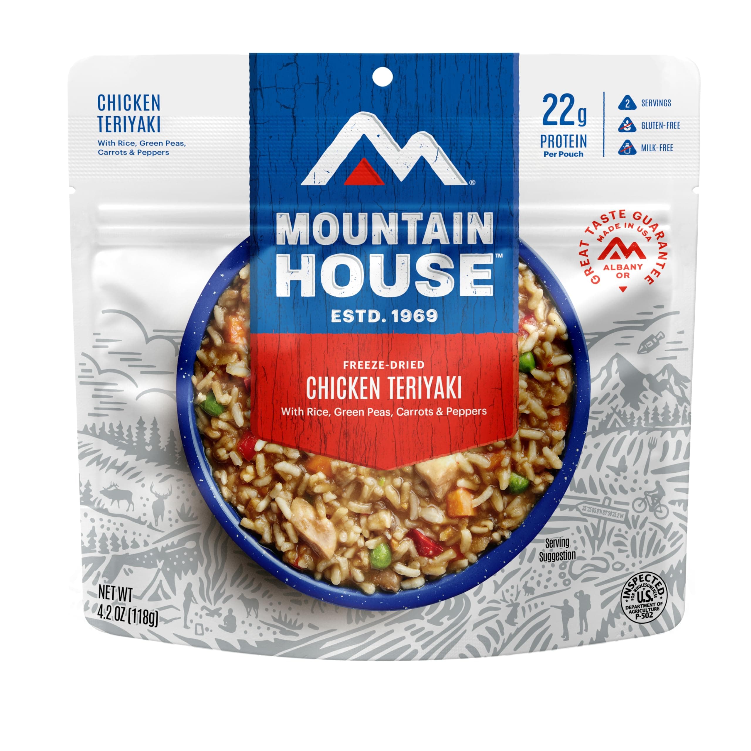 Mountain House Chicken Teriyaki with Rice | Freeze Dried Backpacking & Camping Food | 2 Servings | Gluten-Free