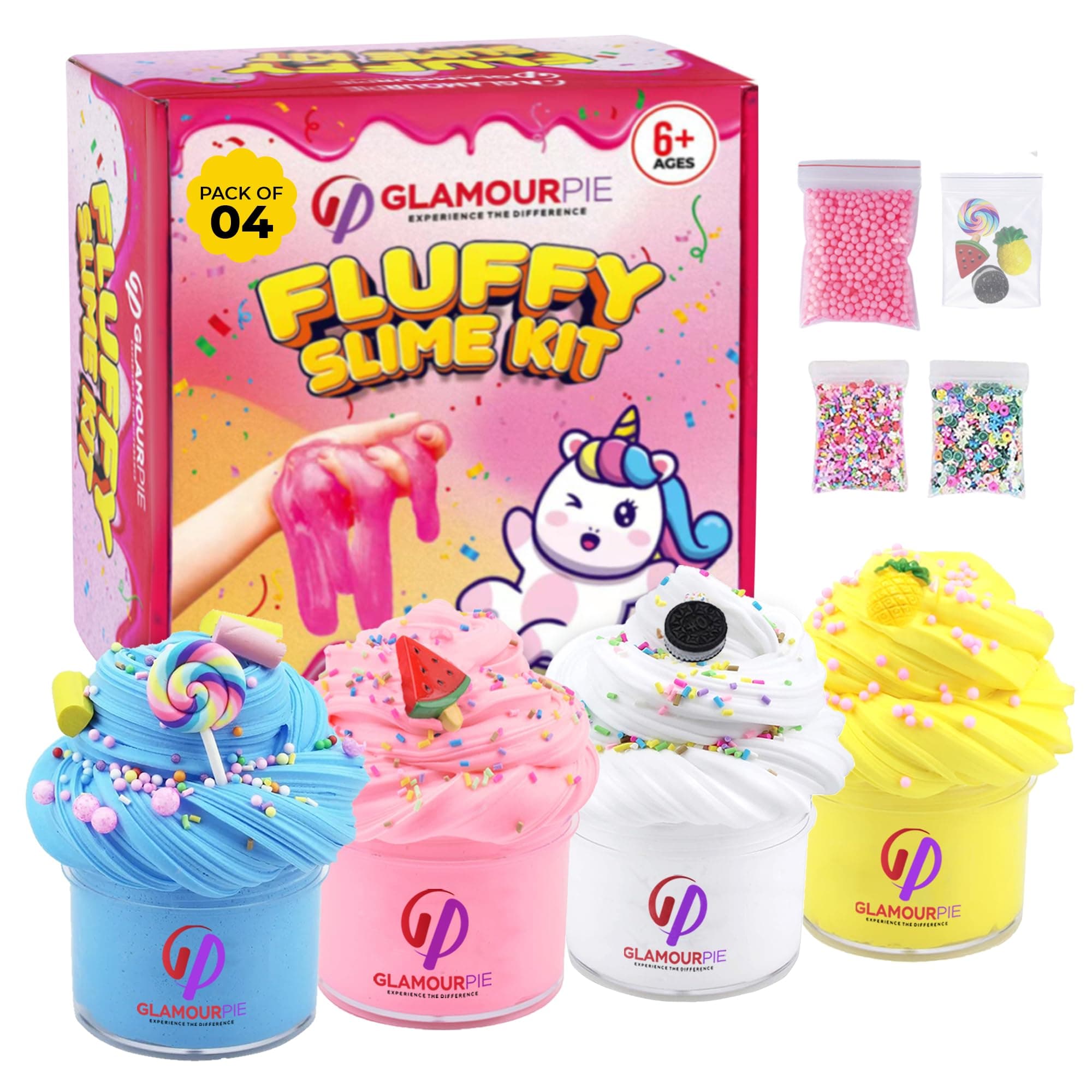 400ML Butter Slime Kit for Kids – Scented & Non-Sticky Cloud Slime with Charms – Soft, Glossy, and Stretchy DIY Toy for Girls & Boys – Fun Birthday Gift & Party Favor – 4 Pack 100ML Each