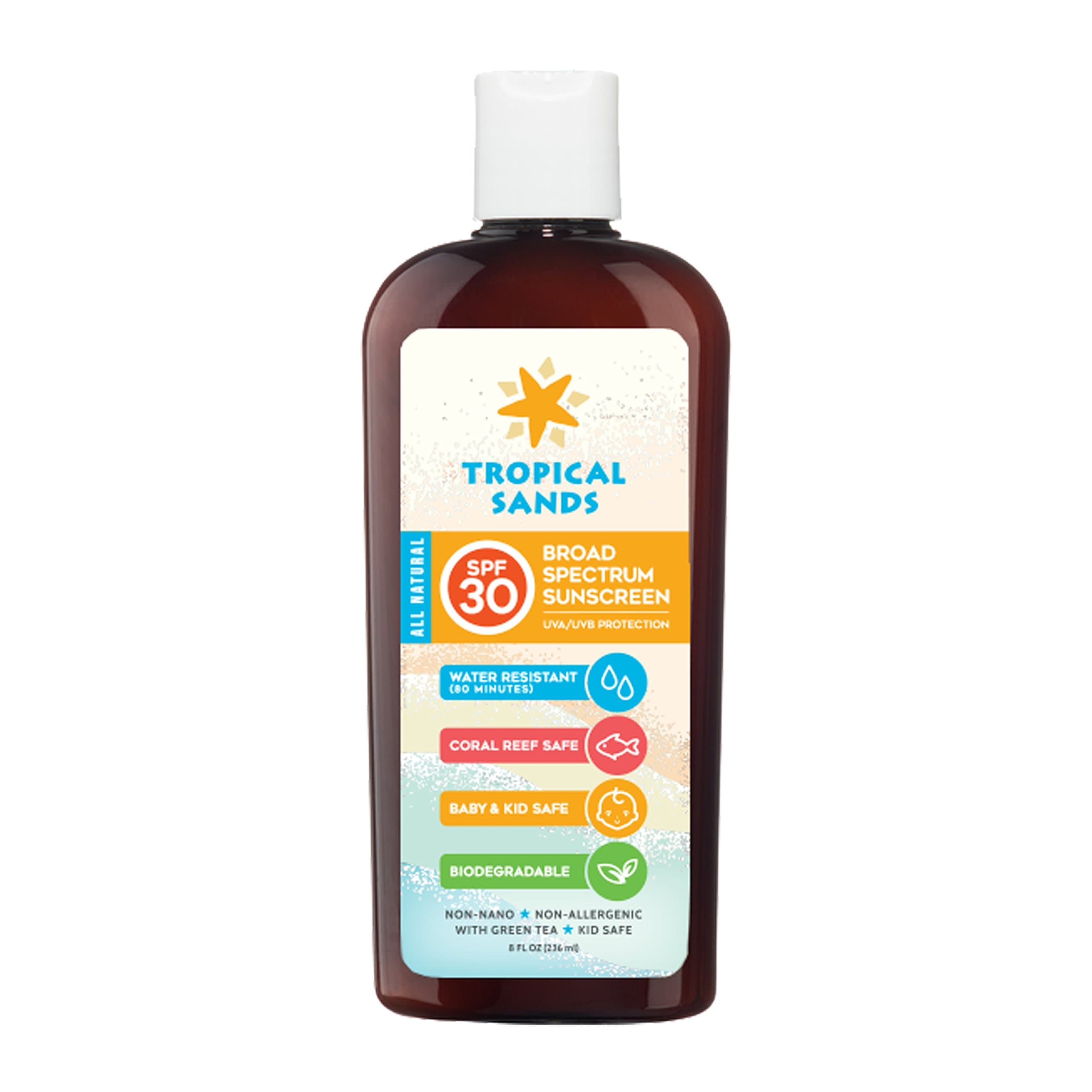 All Natural Biodegradable Water Resistant Sunscreen - SPF 30-8 fl Ounces - Great for Snorkeling - Reef Safe!