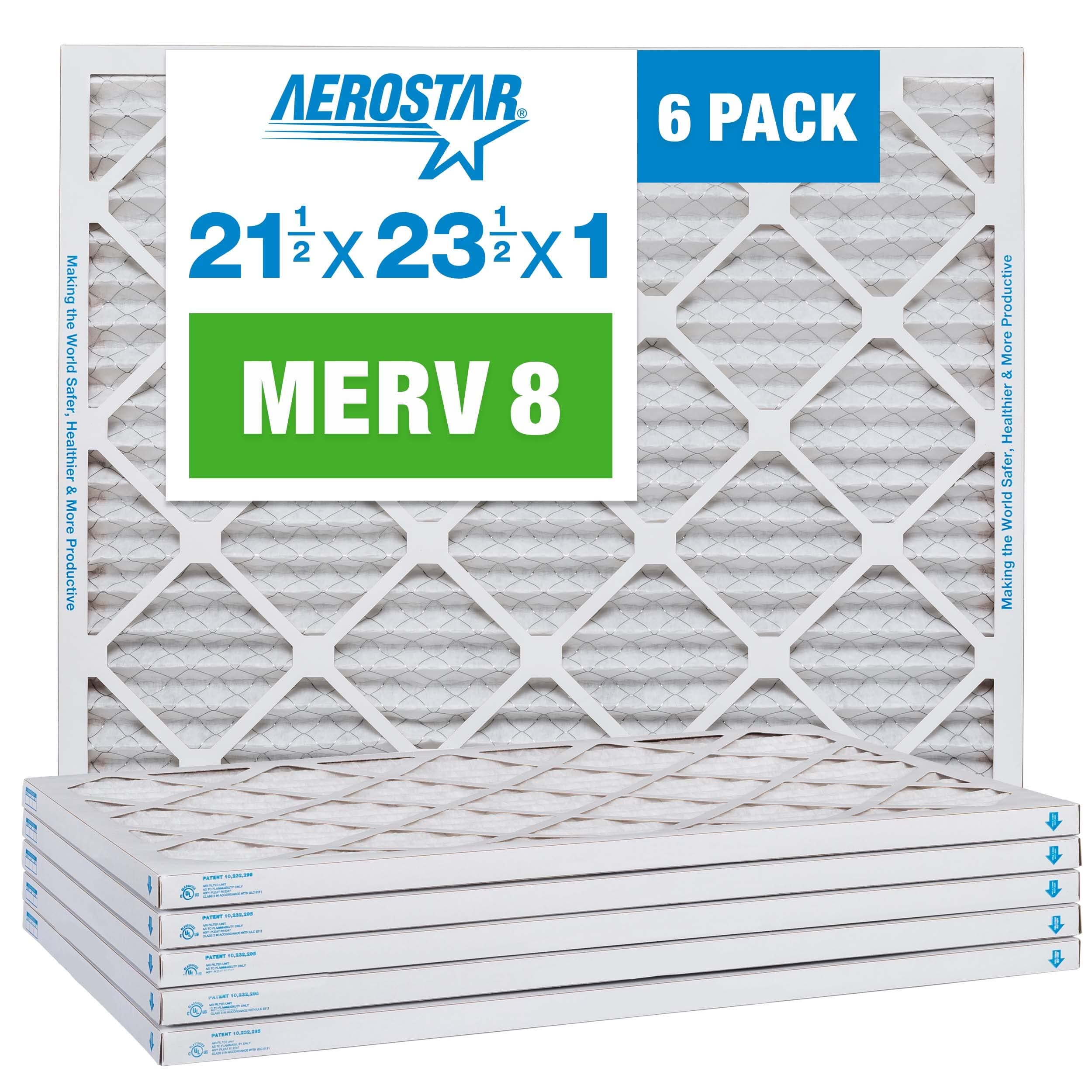 - Aerostar 21.5x23.5x1 MERV 8-6 Count - High Efficiency Pleated HVAC, Furnace & Air Conditioner Filters - Removes Dust, Lint, Mold & Allergy-Causing Pollen