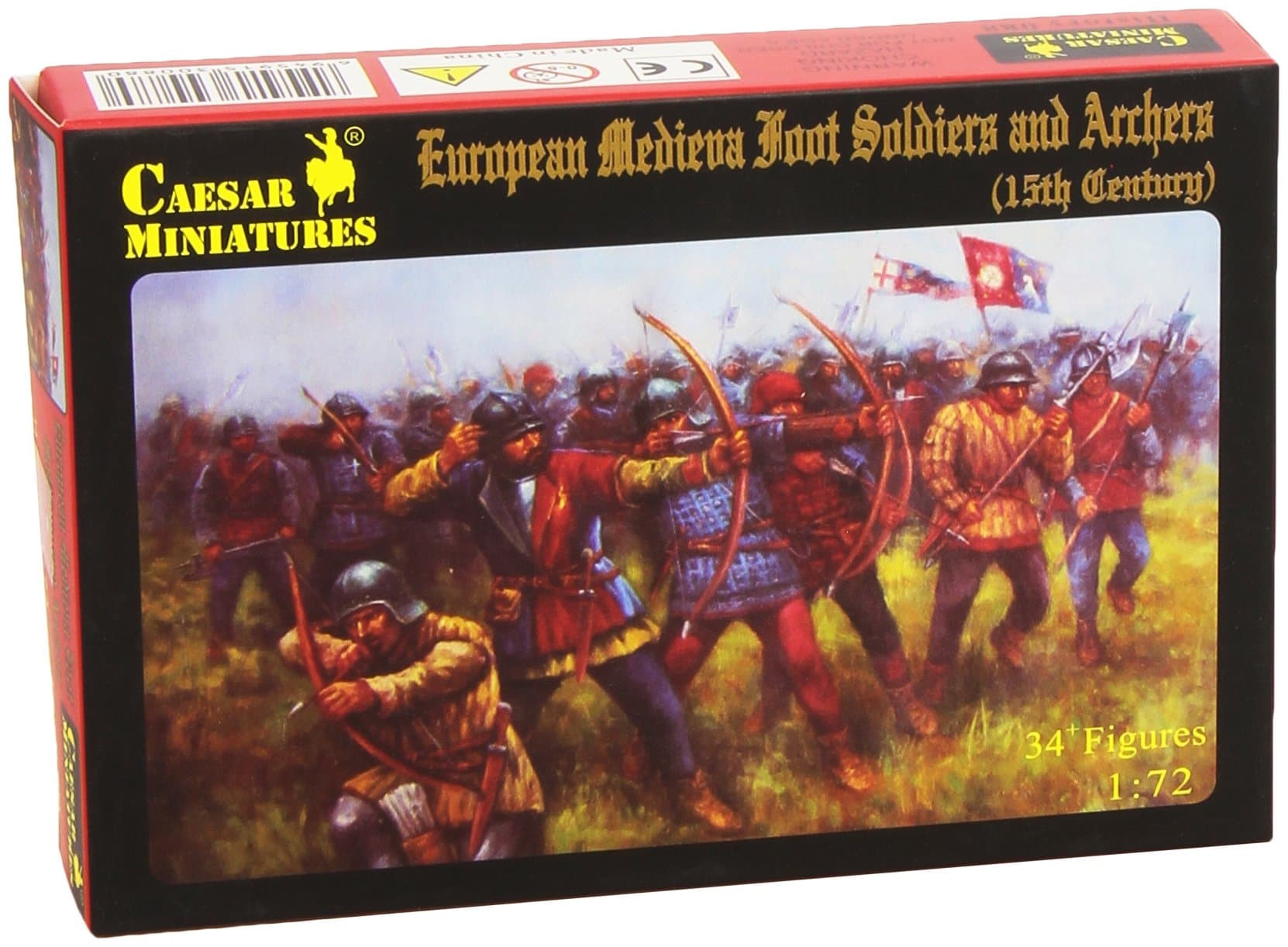 Caesar Miniatures European Medieval Foot Soldiers & Archers (15th Century) - 1/72 Plastic Soldiers by