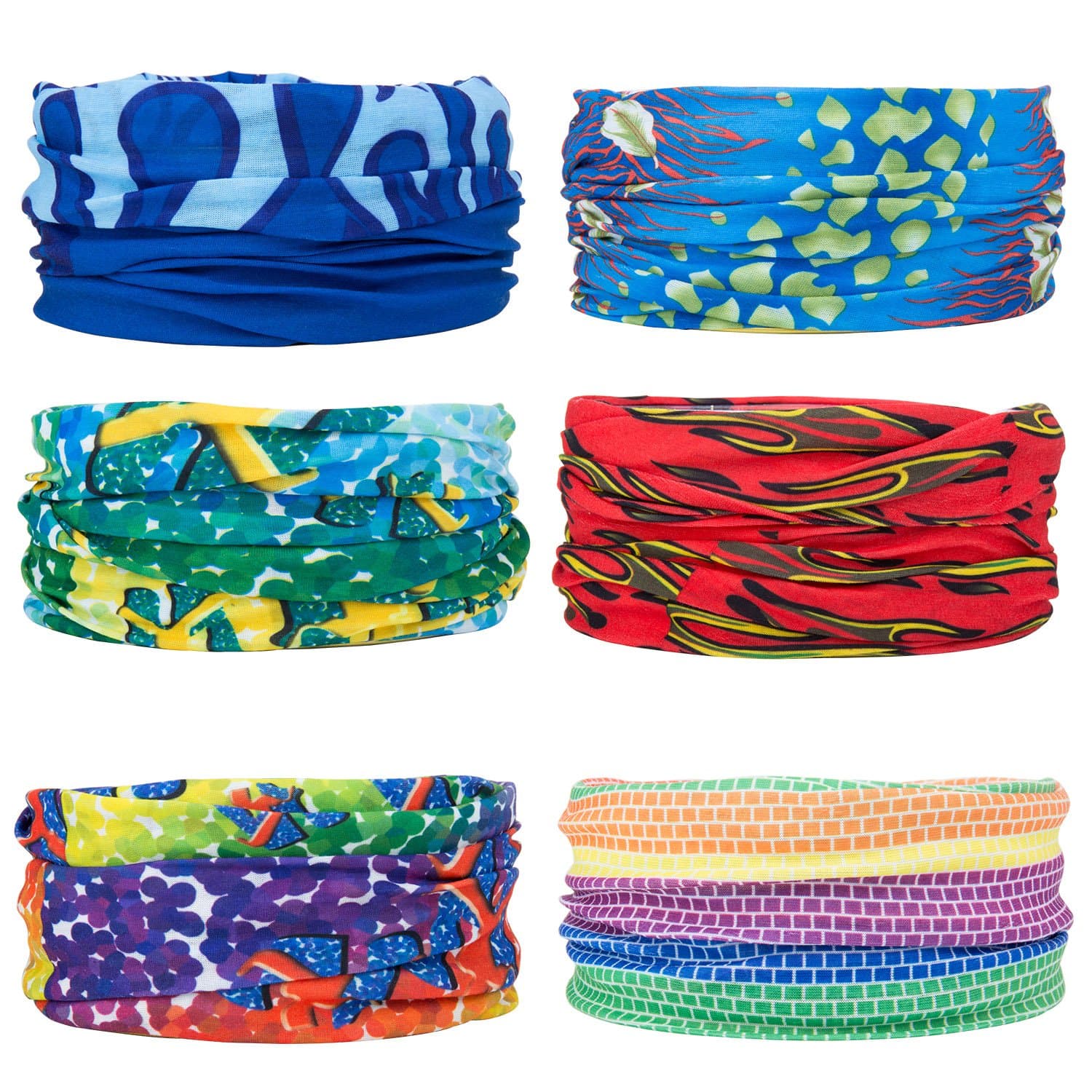 ZEWOO Headwear Bandanas, Outdoor Seamless Multi-purpose Magic Scarf Elastic Neckwarmer Headband Gaiter Balaclava for Riding, Motorcycling, Hiking, Fishing, Yoga and Other Outdoor Activities (Set 3)