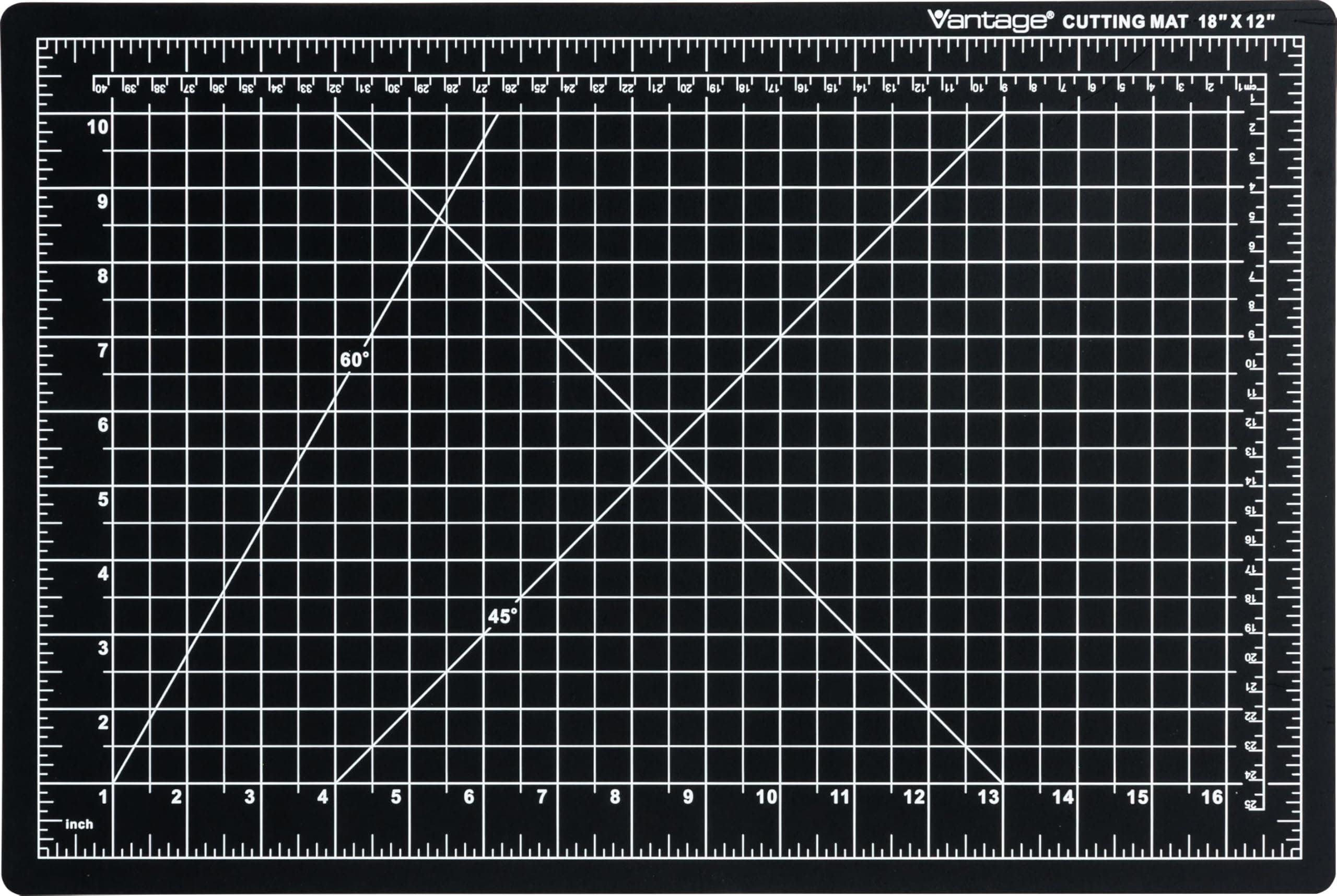 Dahle Vantage 10671 Premium Self-Healing Cutting Mat, 12"x18", 1/2" Grid, 5 Layers for Max Healing, Perfect for Crafts & Sewing, Black