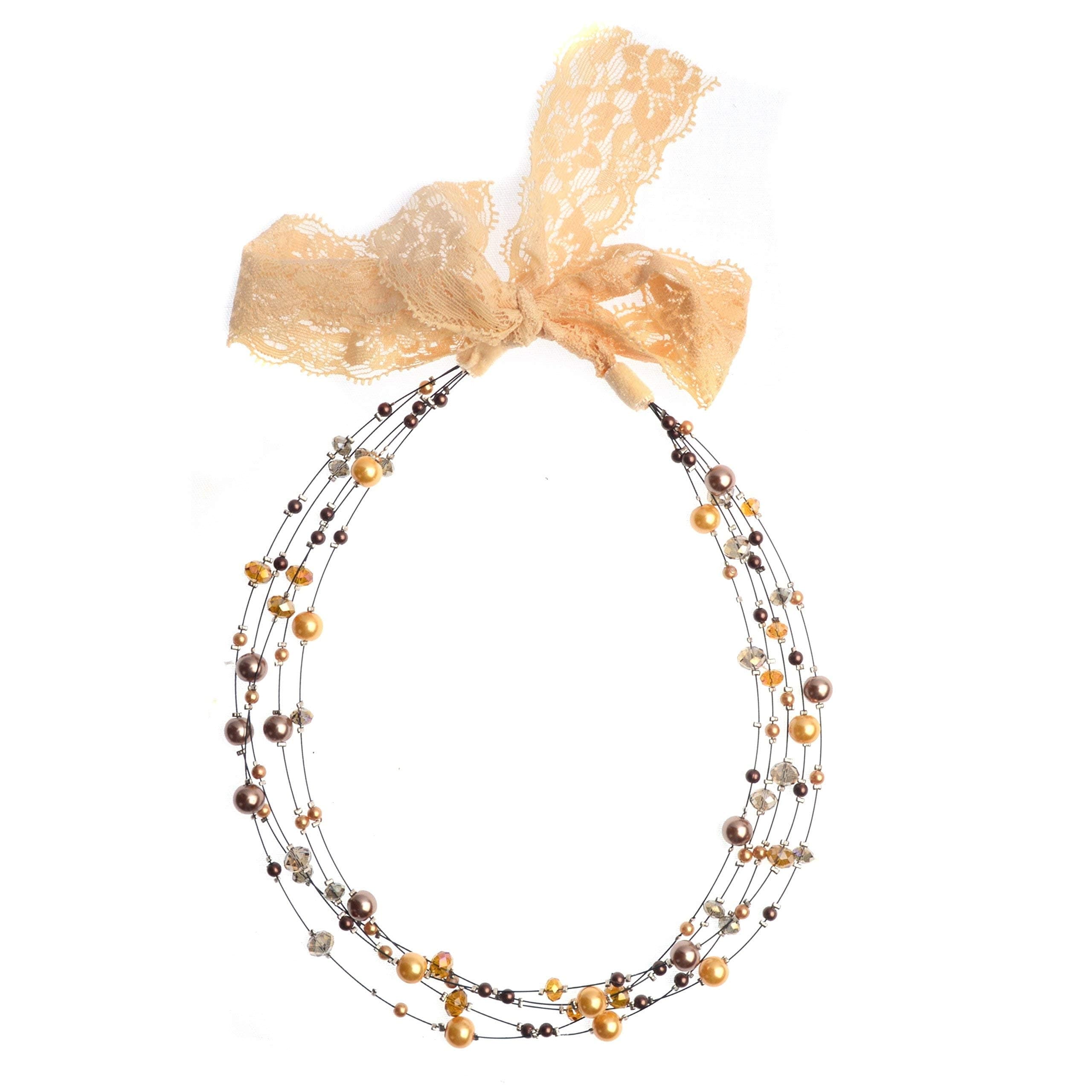 Savvi Jewels Gold Brown Headpiece Headband, Boho Headpiece Halo, Rustic Wedding Hair Piece, Gold Bridesmaid Headpiece, Flower Girl Headpiece