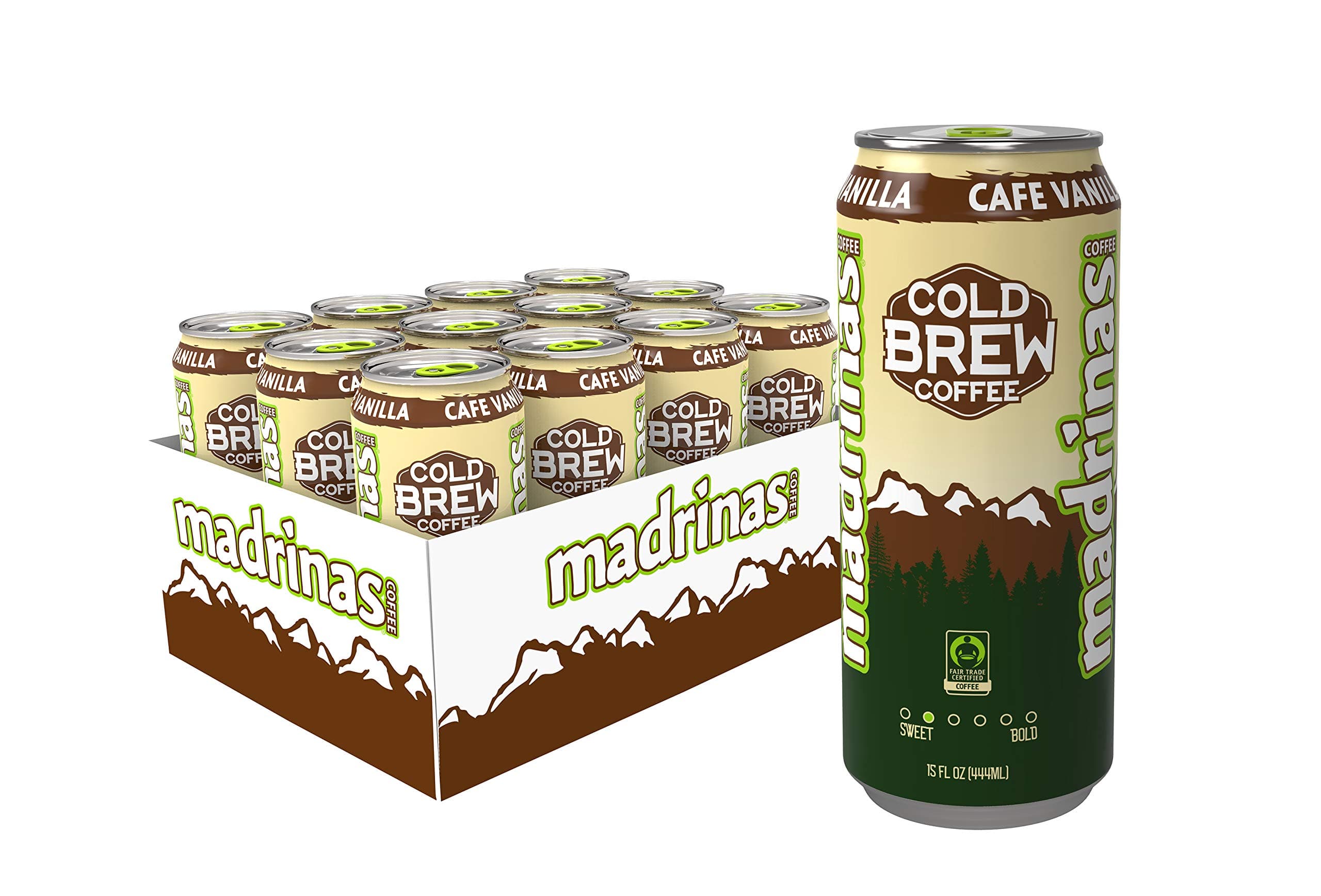 Madrinas Cafe Vanilla Fair Trade Cold Brew Coffee, 15 Fl Oz (Pack Of 12)